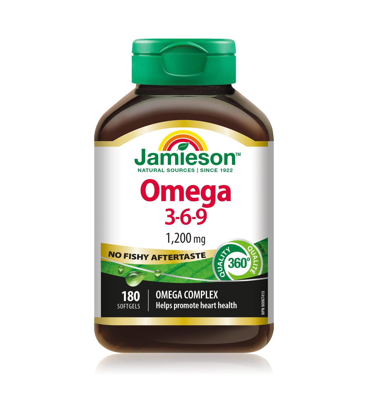 Jamieson No Fishy Aftertaste Omega-3-6-9 SoftGels 180 Count - Buy Online on GoSupps.com