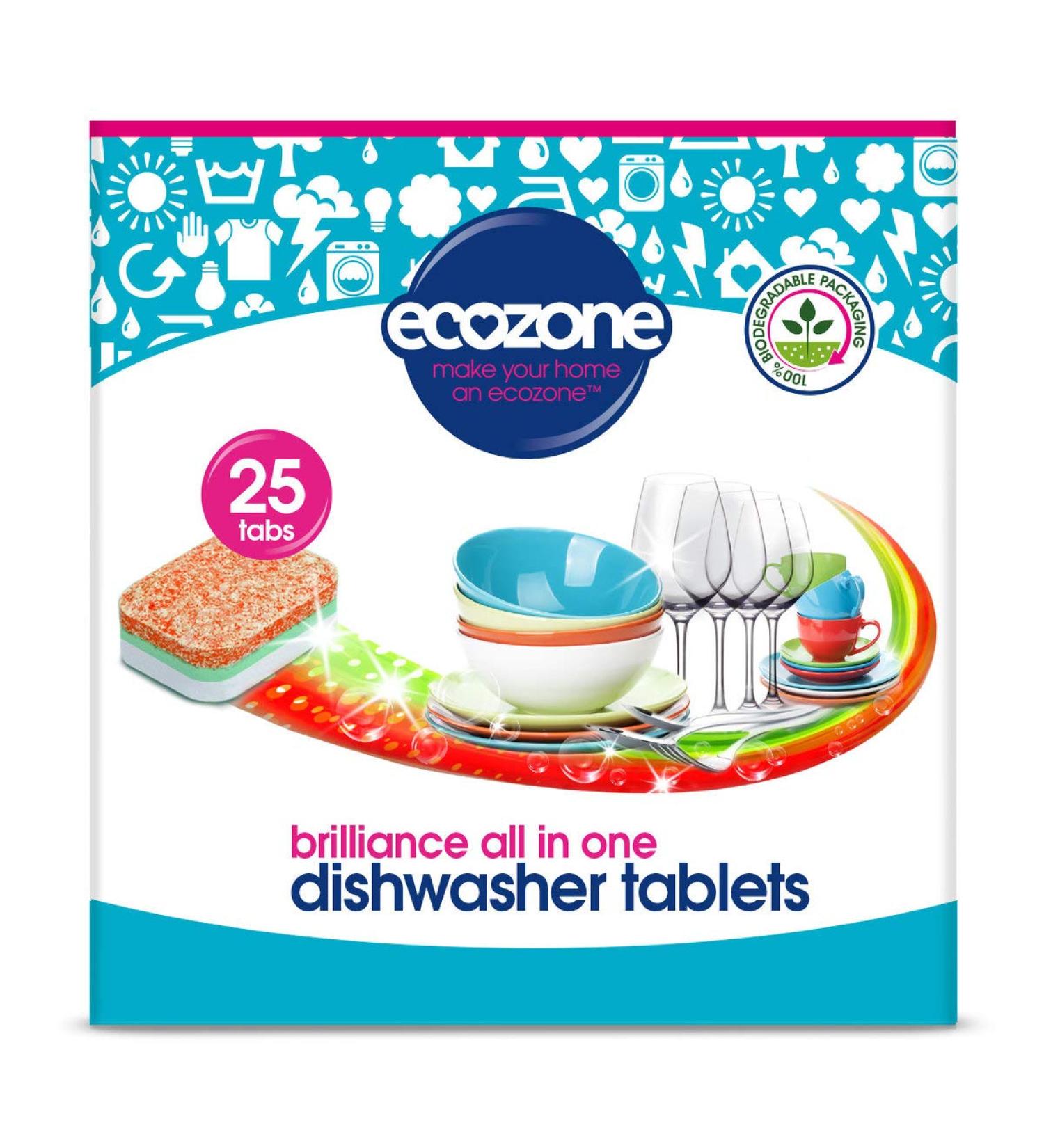 Ecozone Dishwasher Tablets (25 Tabs) - Powerful Cleaning Formula - Buy Online on GoSupps.com