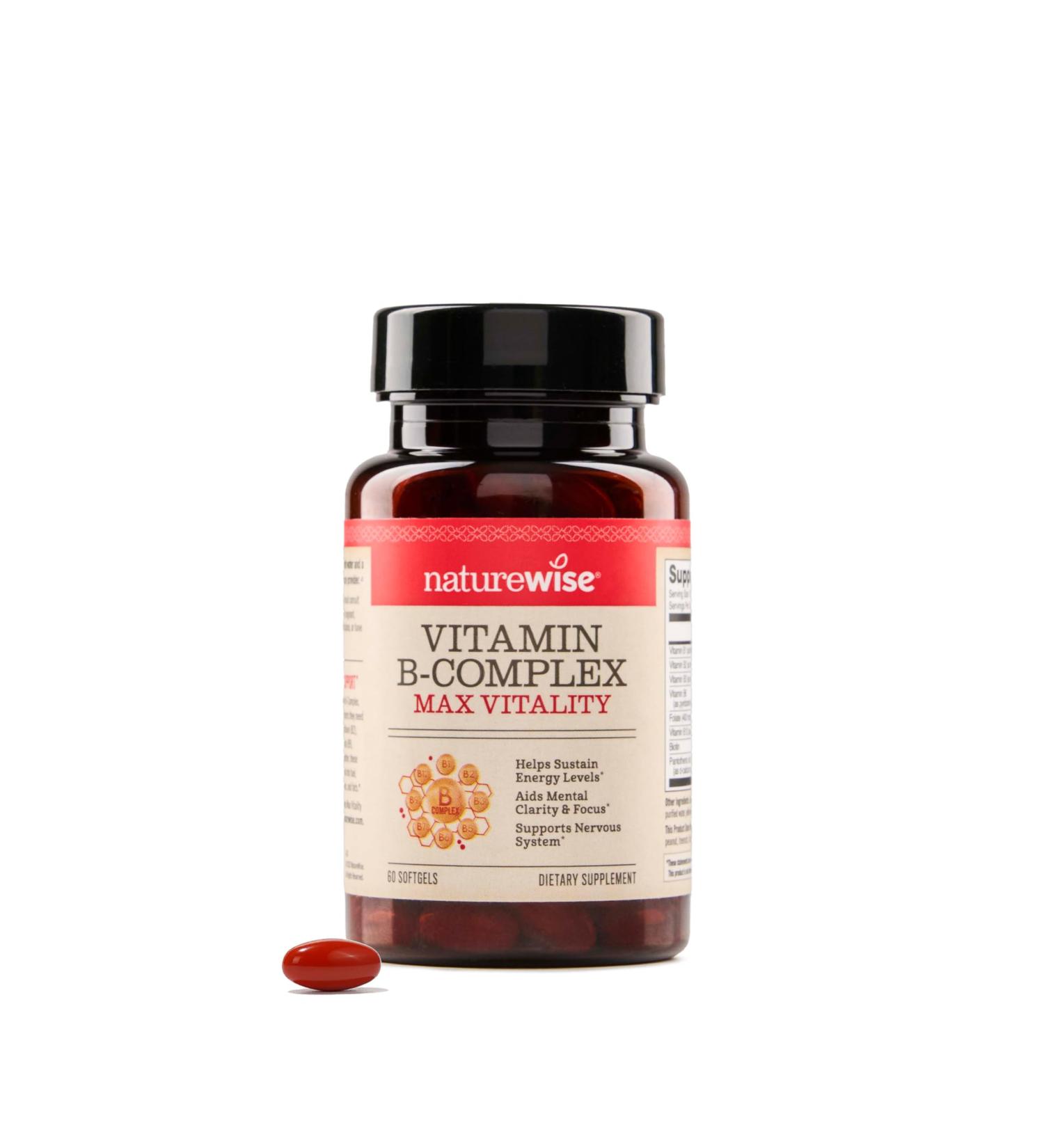 NatureWise Vitamin B Complex for Women and Men - with Folic Acid Biotin B1 B2 B3 B6 B12 - Support Cellular Energy & Mental Clarity - Gluten & Dairy Free Non-GMO - 60 Softgels 2-Month Supply 60 Count (Pack of 1) Vitamin - Buy Online on GoSupps.com