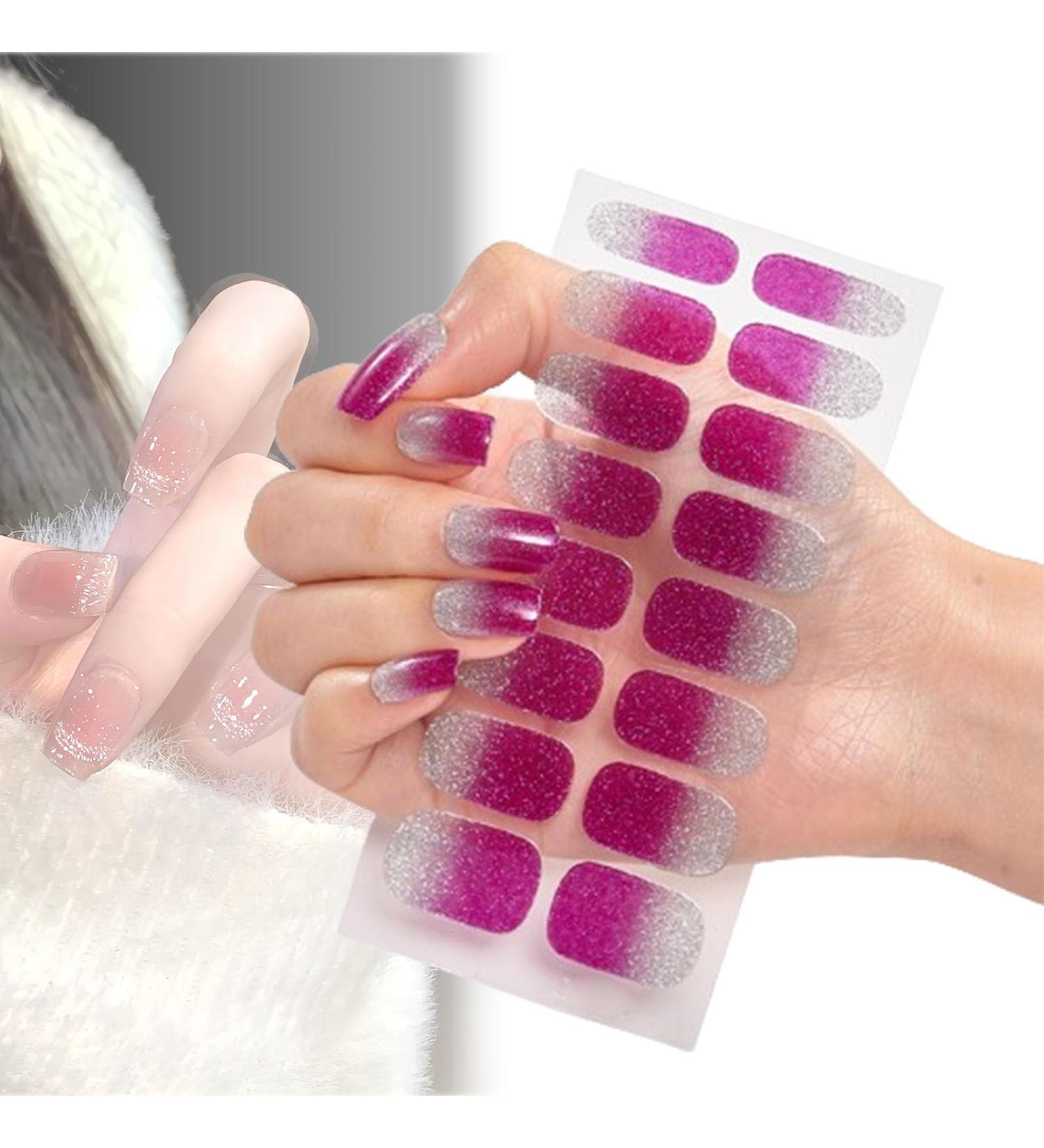 NOWFUNNY Semi Cured Gel Nail Strips Gel Nail Stickers Gel Nail Wraps Uv For Home Nails Diy 3d Nail Stickers Press On Gel Nails. (48 : Fade Fuchsia) - Buy Online on GoSupps.com