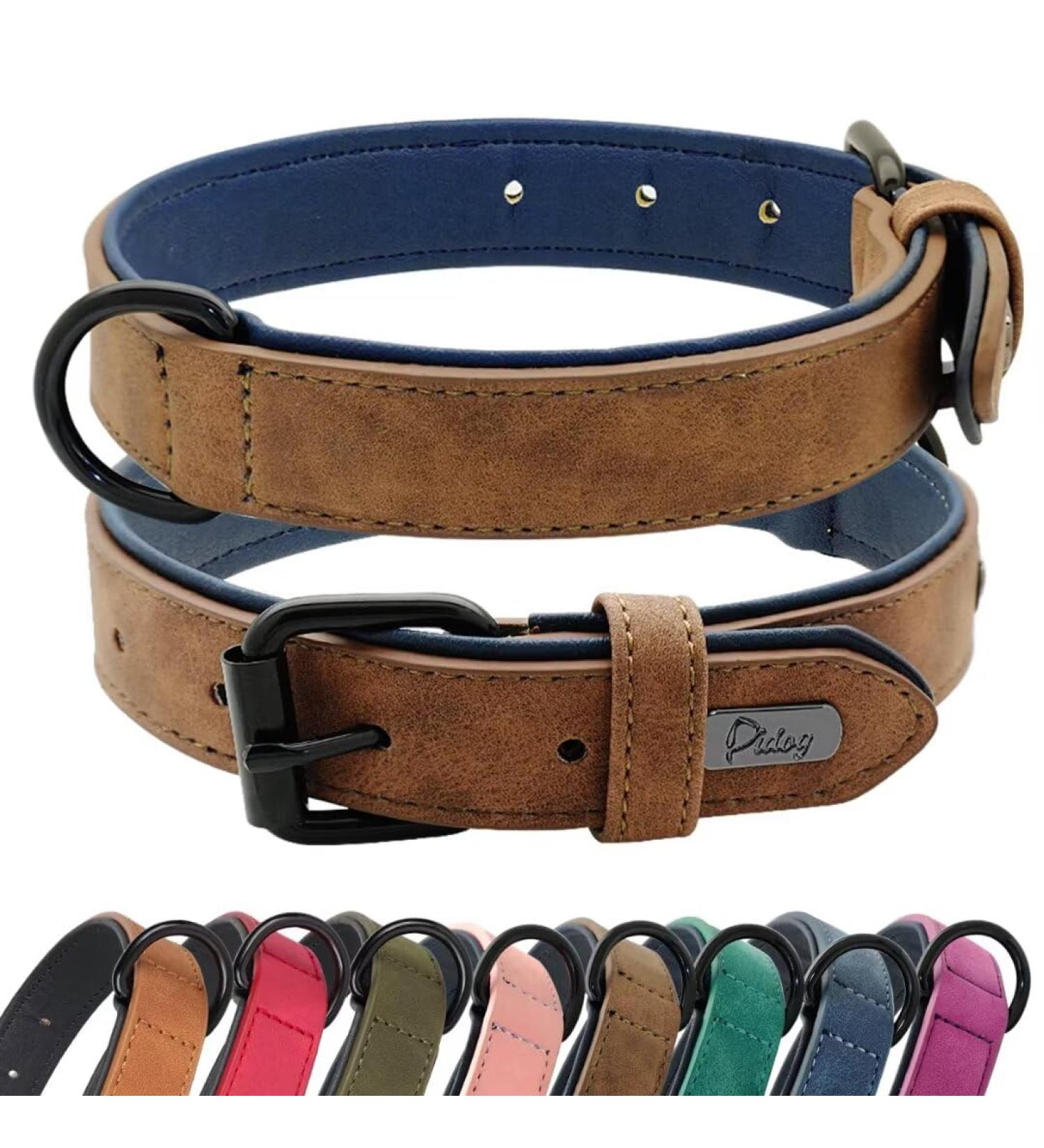 Didog Soft Padded Leather Dog Collar for Medium & Large Dogs - Durable Adjustable Rust-Free Metal Buckle (Brown 25-30 cm) - Buy Online on GoSupps.com