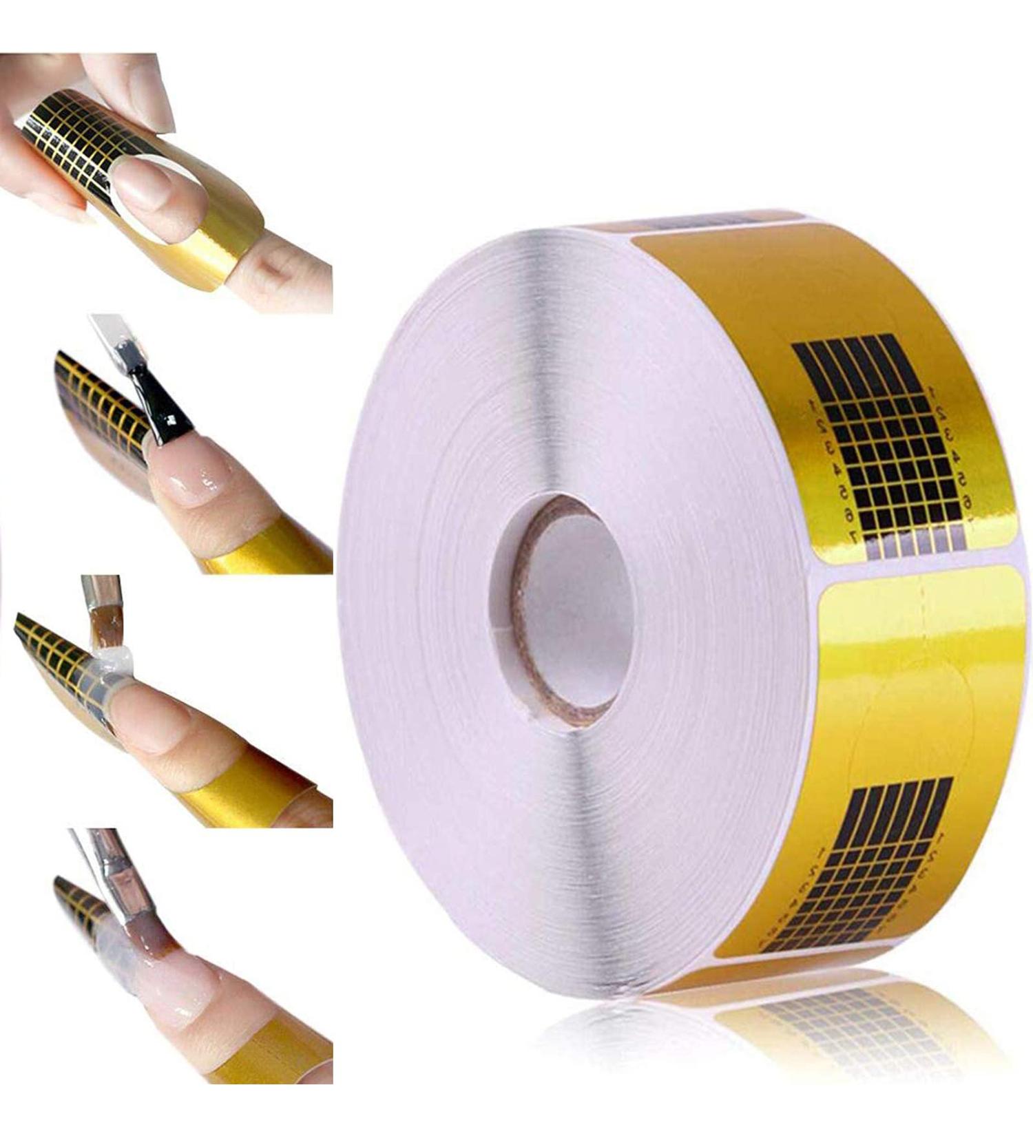 500 Self-Adhesive Nail Stencils for Gel Nails & Extensions - Golden Model Roll - Buy Online on GoSupps.com