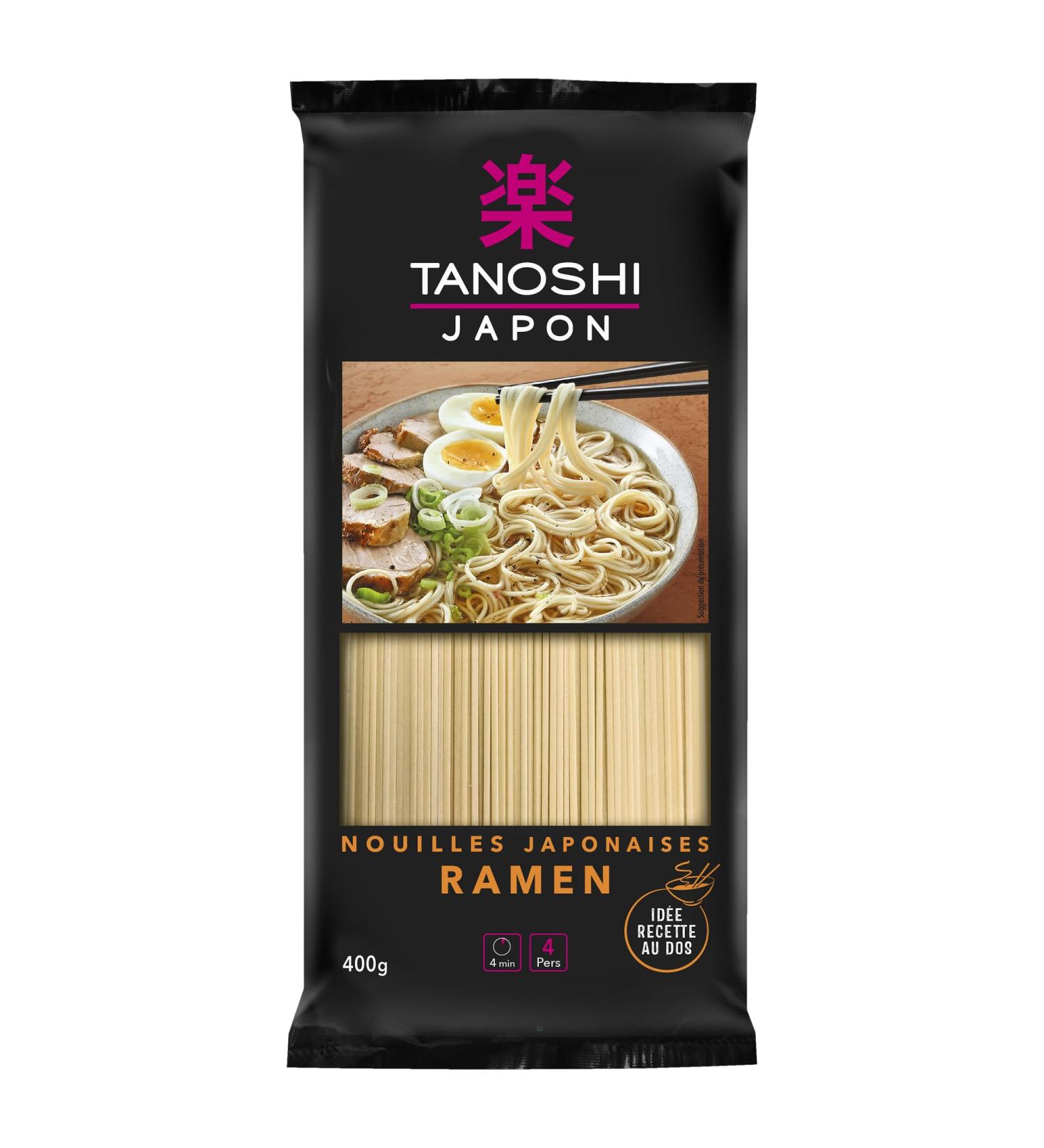 TANOSHI - Ramen to Cook - Japanese Noodles - For 4 People - Preparation in 4 min - 400g - Buy Online on GoSupps.com