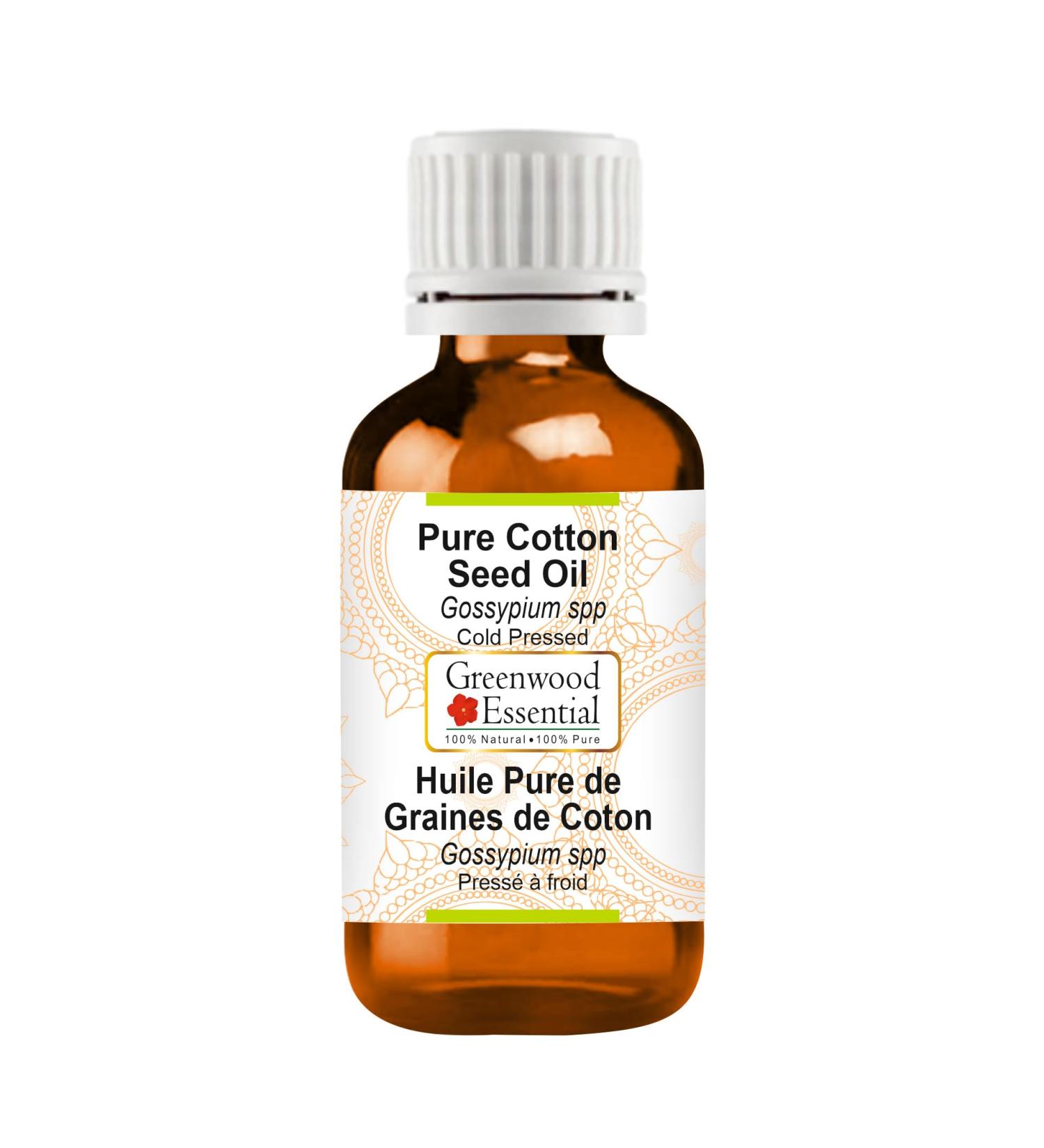 Greenwood Essential Natural Cotton Seed Oil - Pure Therapeutic Quality Cold-pressed 5ml for Skin & Hair Care - Buy Online on GoSupps.com