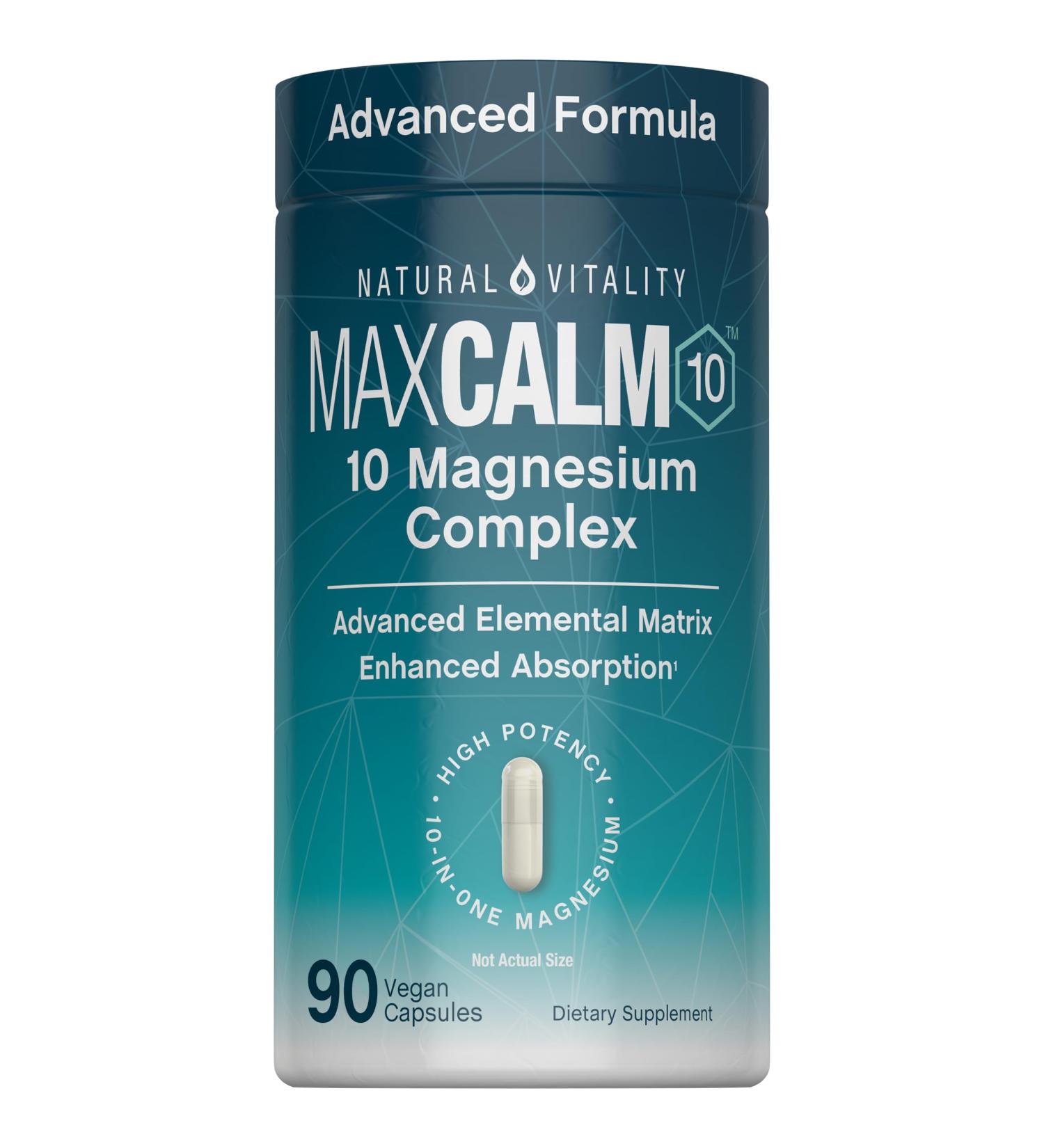 Natural Vitality MaxCalm Magnesium Complex Capsules | Advanced Formula & Enhanced Absorption | Gluten Free & Vegan Supplement | 90 Count - Buy Online on GoSupps.com