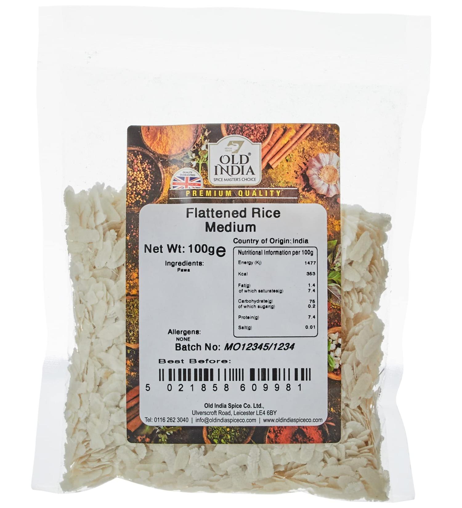 Old India Flattened Rice Medium 100g - Authentic Indian Poha for Cooking - Buy Online on GoSupps.com