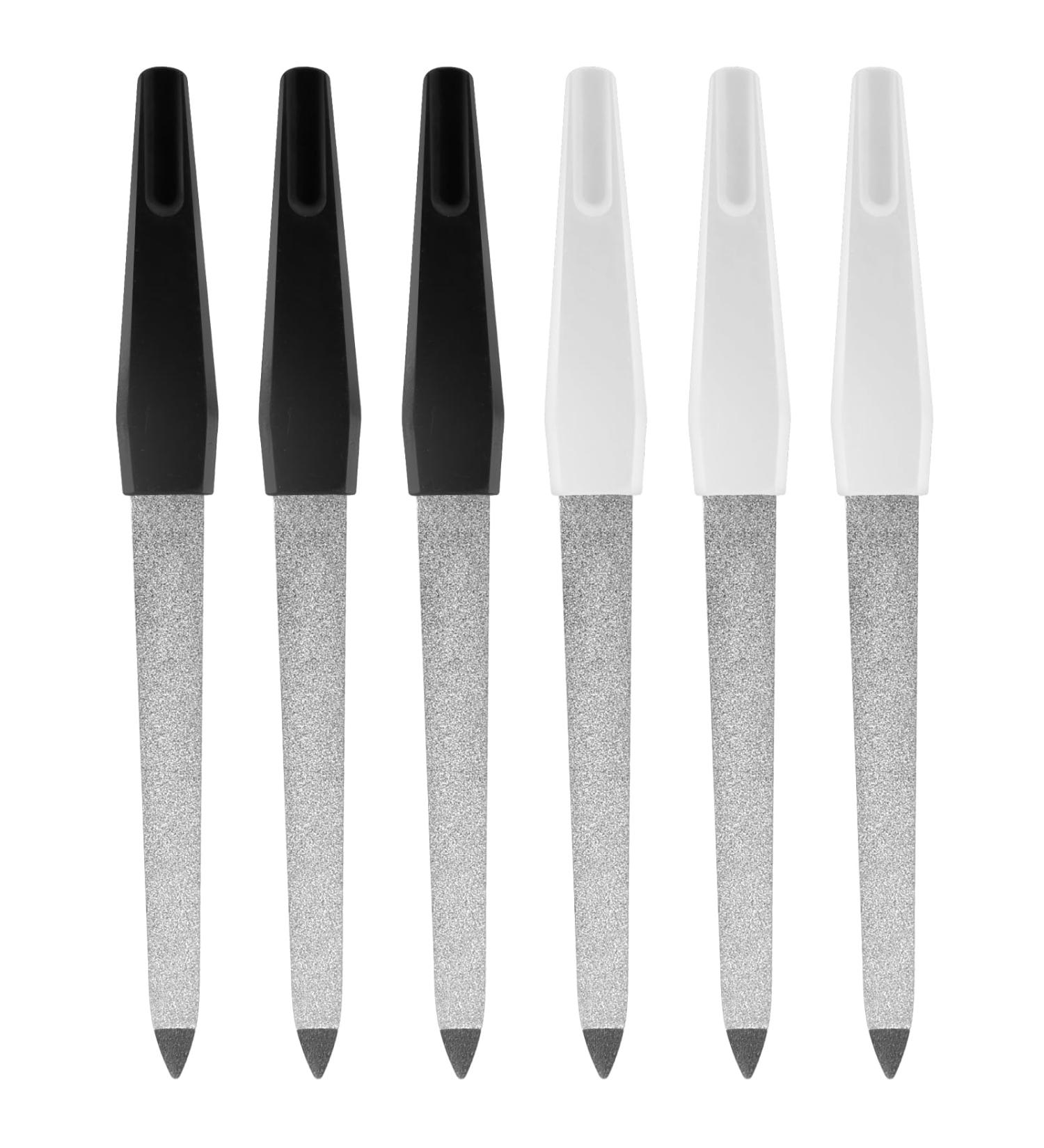Lusofie 6Pcs Professional Diamond Nail File Double Sided Nail Files Metal Nail File with Non-Slip Handle Manicure Tool Accessories for Home Salon - Buy Online on GoSupps.com