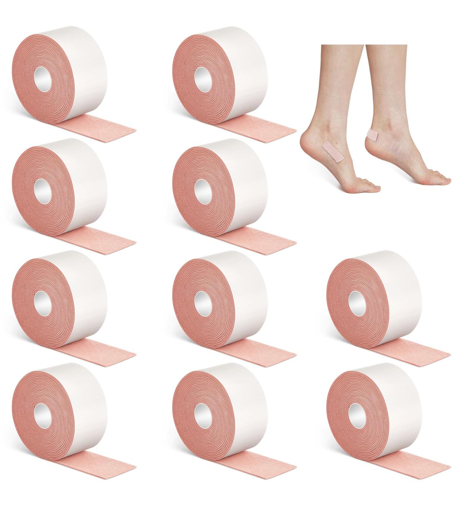 Timgle Moleskin Blister Tape - 10 Rolls, 2 x 5 Yards, Soft Cotton Adhesive Tape for Feet, Blister Prevention & Callus Relief - Sensitive Skin Care - Buy Online on GoSupps.com