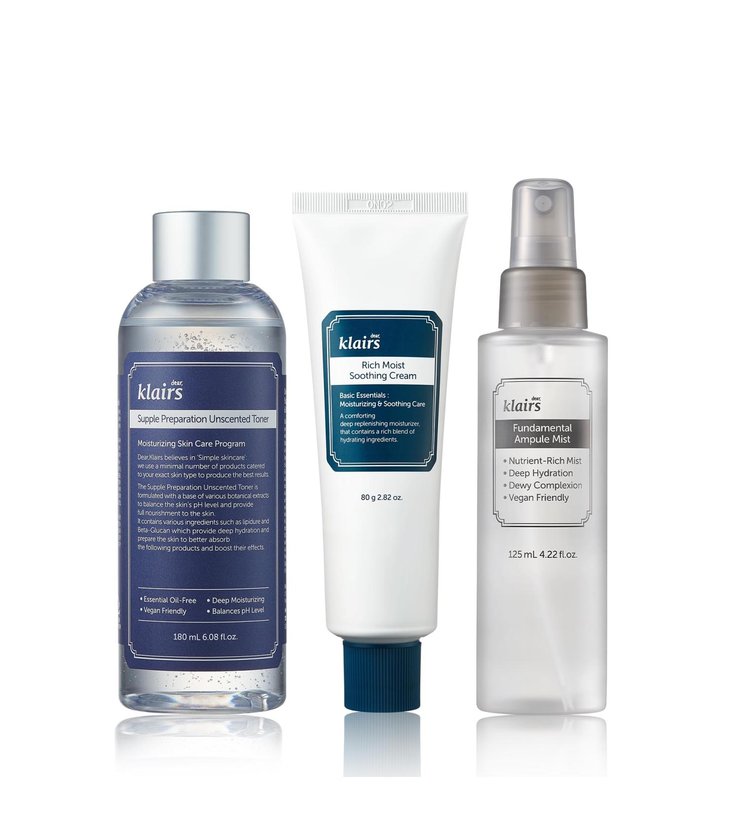 DearKlairs Klairs All Day Moisturizing Kit 3pc toner cream mist - Buy Online on GoSupps.com