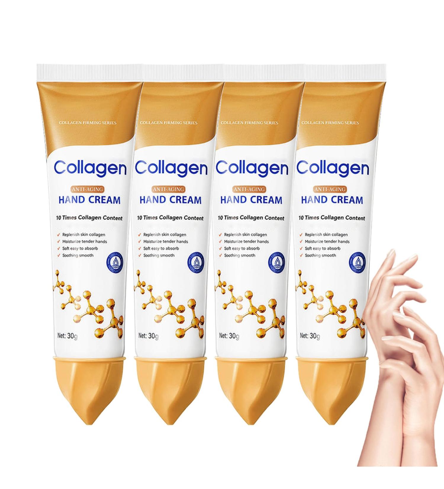  ZLHHRZJX Collagen Hand Cream - Hand Care for Fragile Skin - Intense Hydration Non-Greasy Fast Absorption Anti-Aging With Collagen Suitable for All Skin Types Deep Hydration (4 PCS) - Buy Online on GoSupps.com