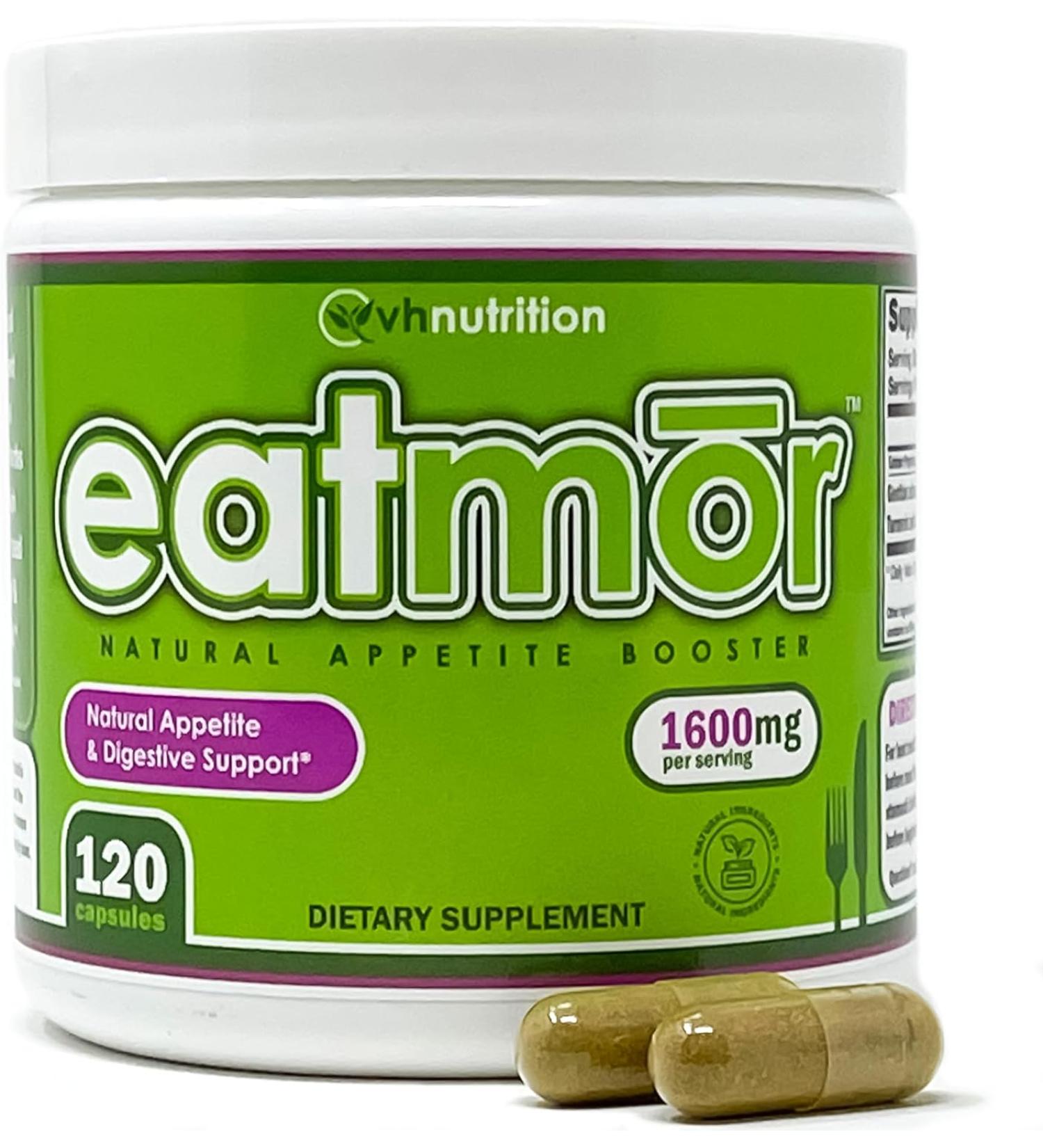 Eatmor Appetite Stimulant | Weight Gain Pills for Men and Women | Natural Hunger Boosting Supplement - 120 Capsules - Buy Online on GoSupps.com
