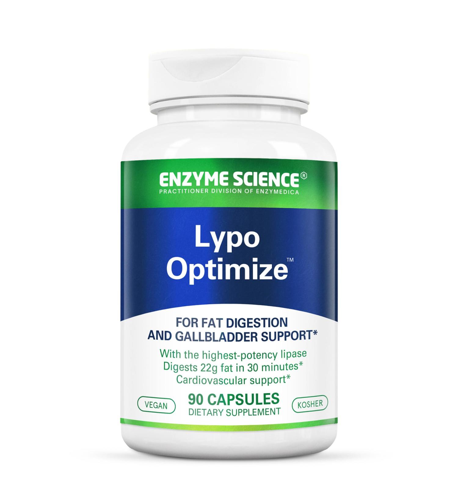 Enzyme Science Lypo Optimize - Lipase Digestive Enzyme Supplement - Enzimas Digestivas - Vegan and Kosher - 90 Capsules - Buy Online on GoSupps.com