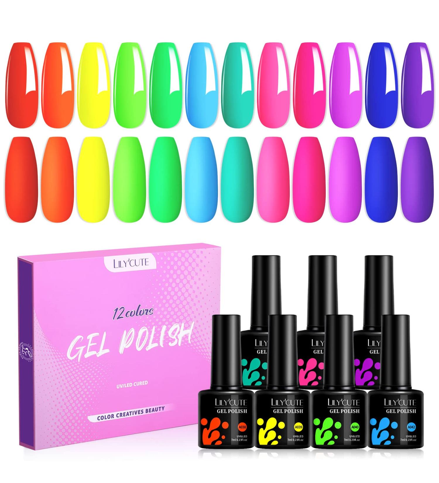 LILYCUTE Neon Gel Nail Polish Set - 12 Colors Fluorescent Neon Gel Polish Kit for Halloween, Spring, Summer - Soak Off LED Nail Gel Set Holiday Gift - Graffiti Art Design - Buy Online on GoSupps.com