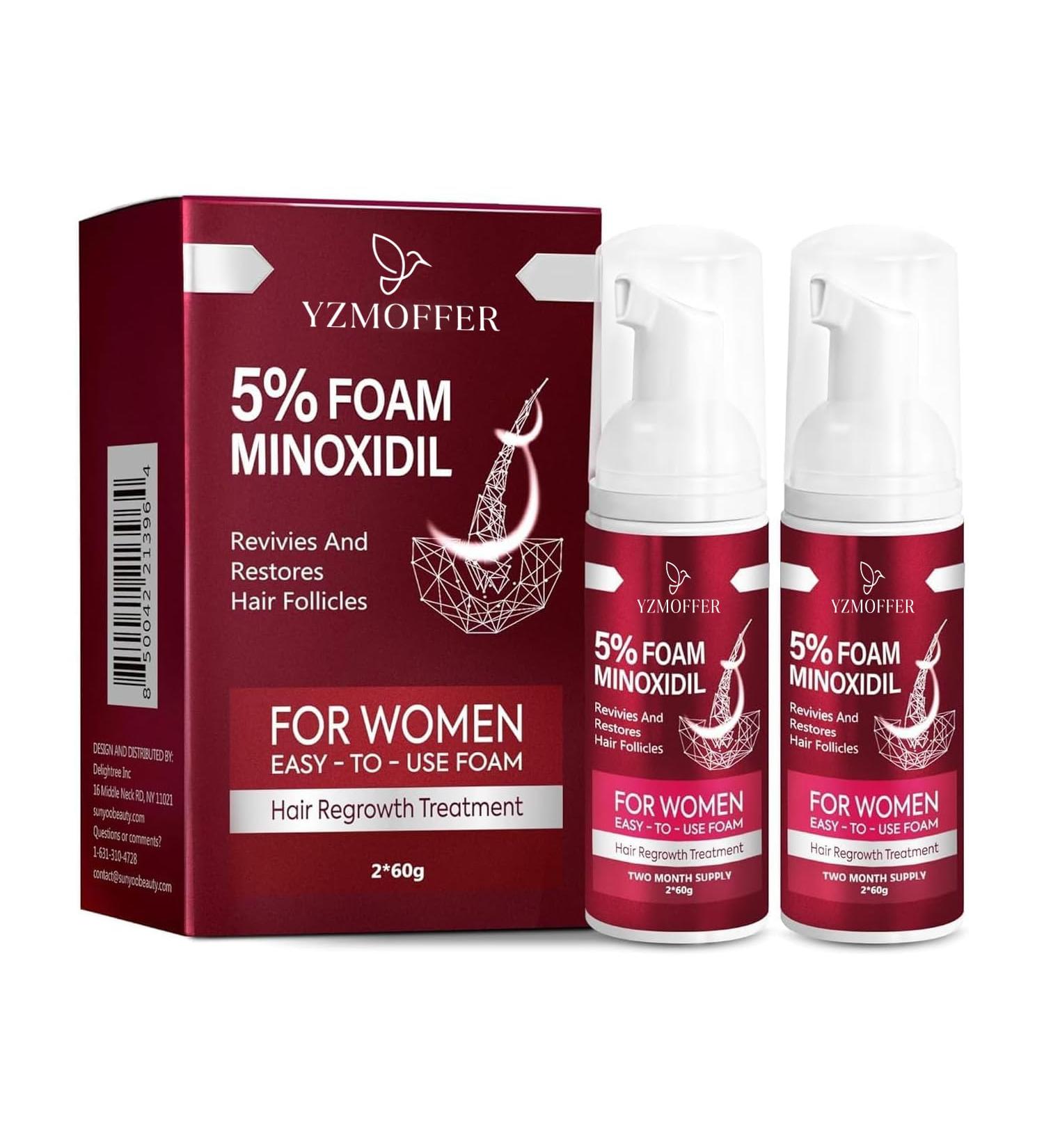 Women's 5% Minoxidil Foam - Hair Growth Treatment for Thicker Fuller Hair | 2 Pack (60g) - Effective Solution for Hair Loss - Buy Online on GoSupps.com