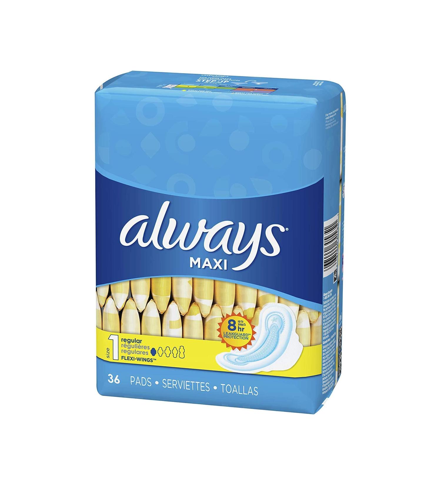 Always Regular Maxi Pads with Wings Unscented