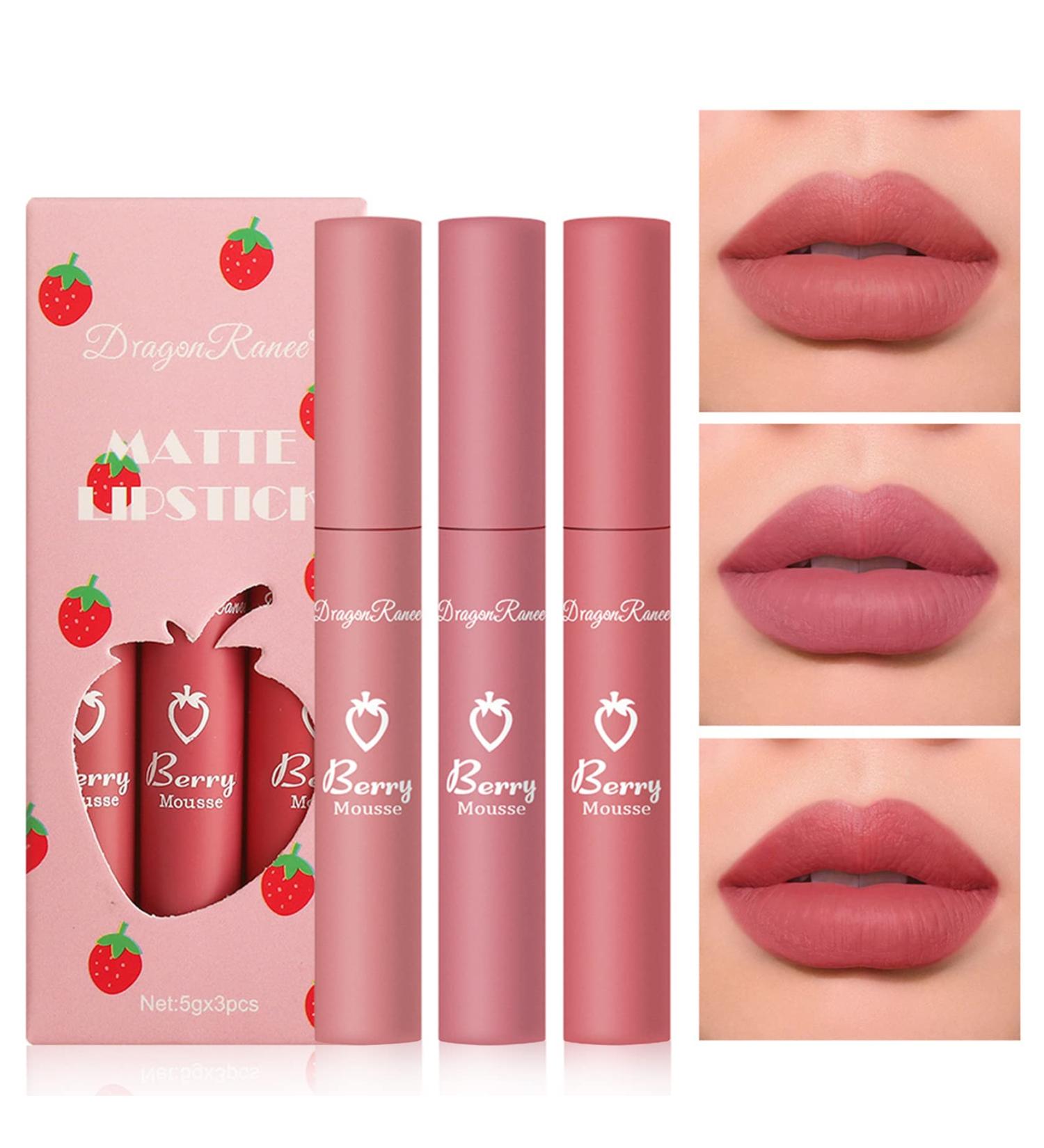 IONSGAKO 3PCS Matte Nude Lipstick Set C - Long Lasting Waterproof Lip Gloss for Women | Non-Drying, Non-Fading Formula - Buy Online on GoSupps.com