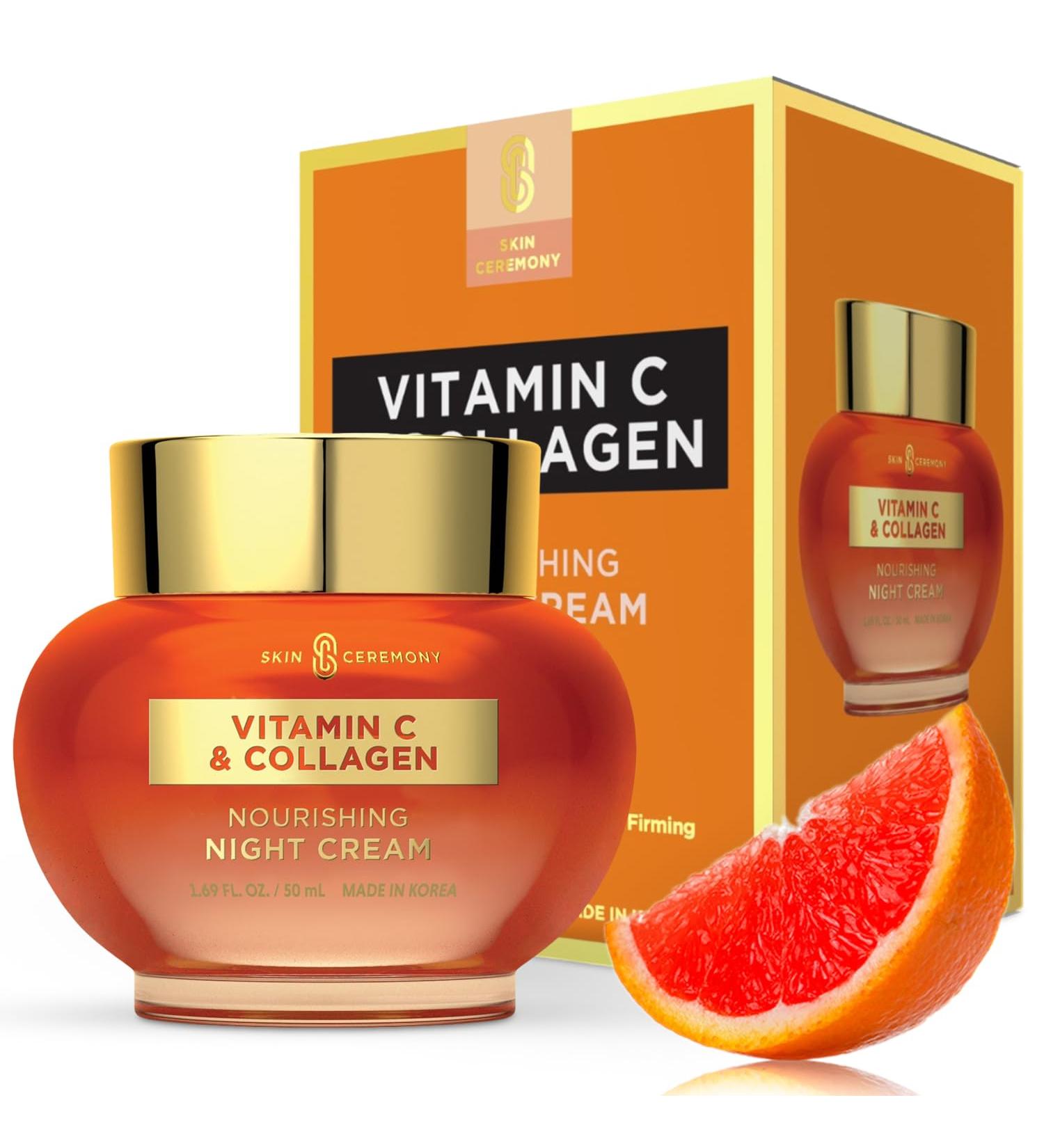 Vitamin C & Collagen Face Moisturizer - Anti-Aging Night Cream for Smooth Bright Skin - Cruelty Free Korean Skincare - 1.69 Fl. oz - Buy Online on GoSupps.com