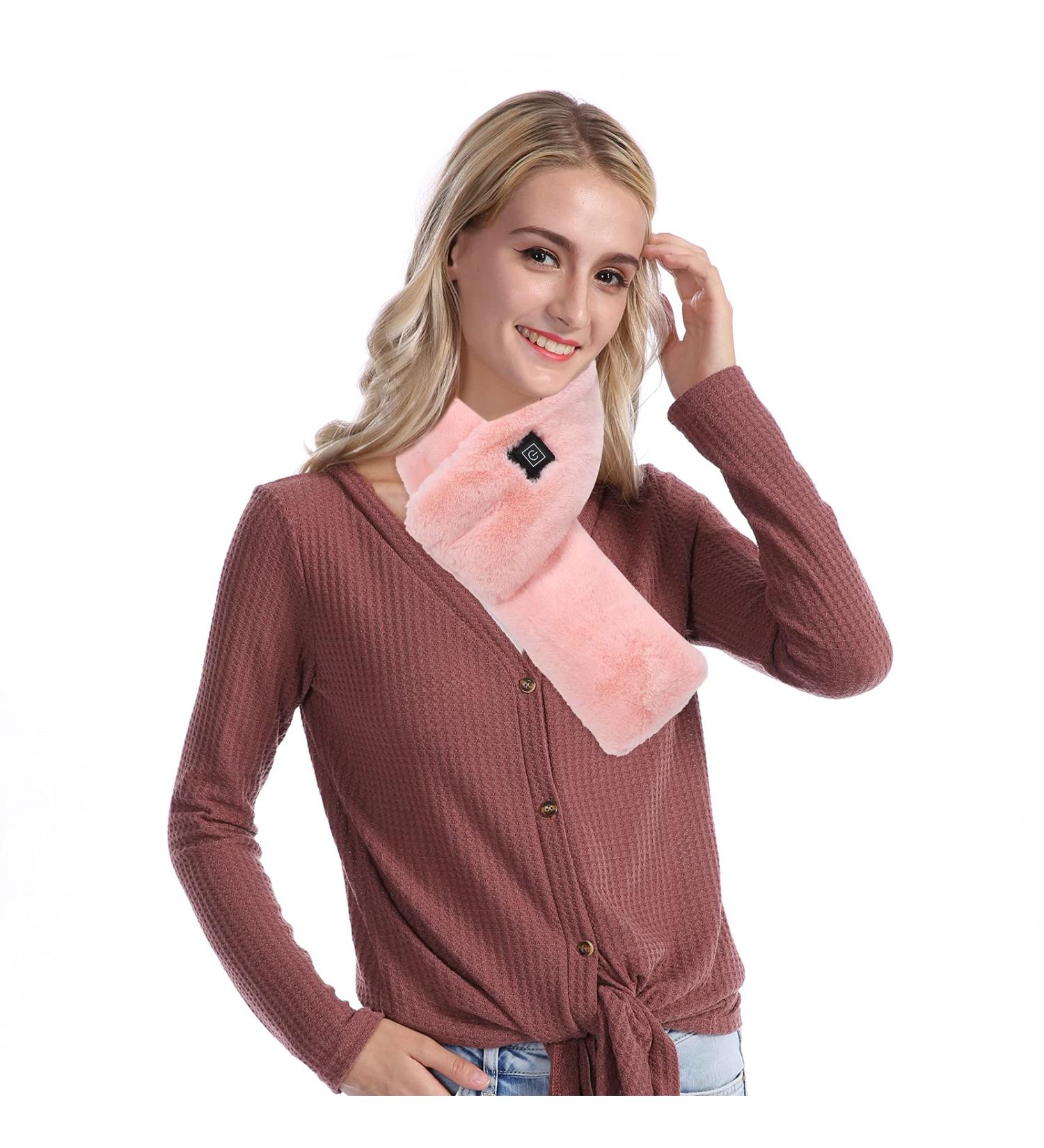 Wooxgehm Heated Scarf | Removable USB Heating Adjustable Neck Scarf - 3 Temperature Plush Scarf for Blood Circulation - Pink - Buy Online on GoSupps.com