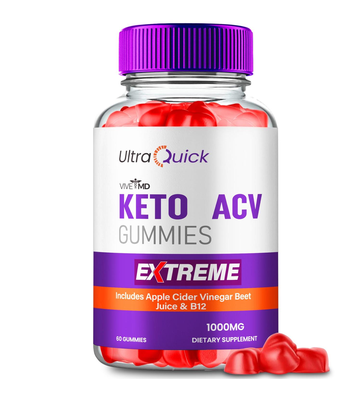 Ultra Quick Keto ACV Gummies 1000MG - Maximum Strength Apple Cider Vinegar & Vitamin B12 - All Natural Pomegranate Flavor | Best Keto Gummies Review (60 Count - Buy Online on GoSupps.com
