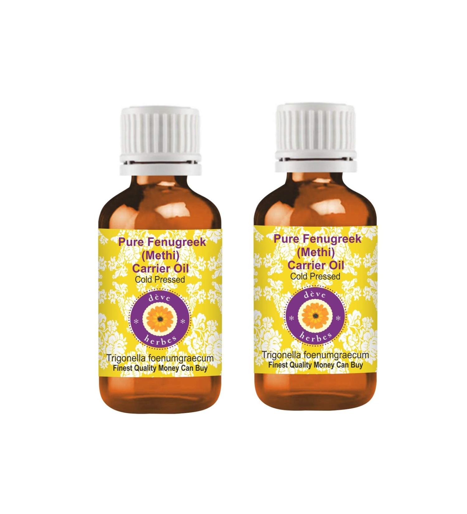Deve Herbes Pure Fenugreek Methi Carrier Oil Trigonella foenumgraecum Cold Pressed Pack of Two 100ml X 2 6 oz 50ml Pack of 2 - Buy Online on GoSupps.com