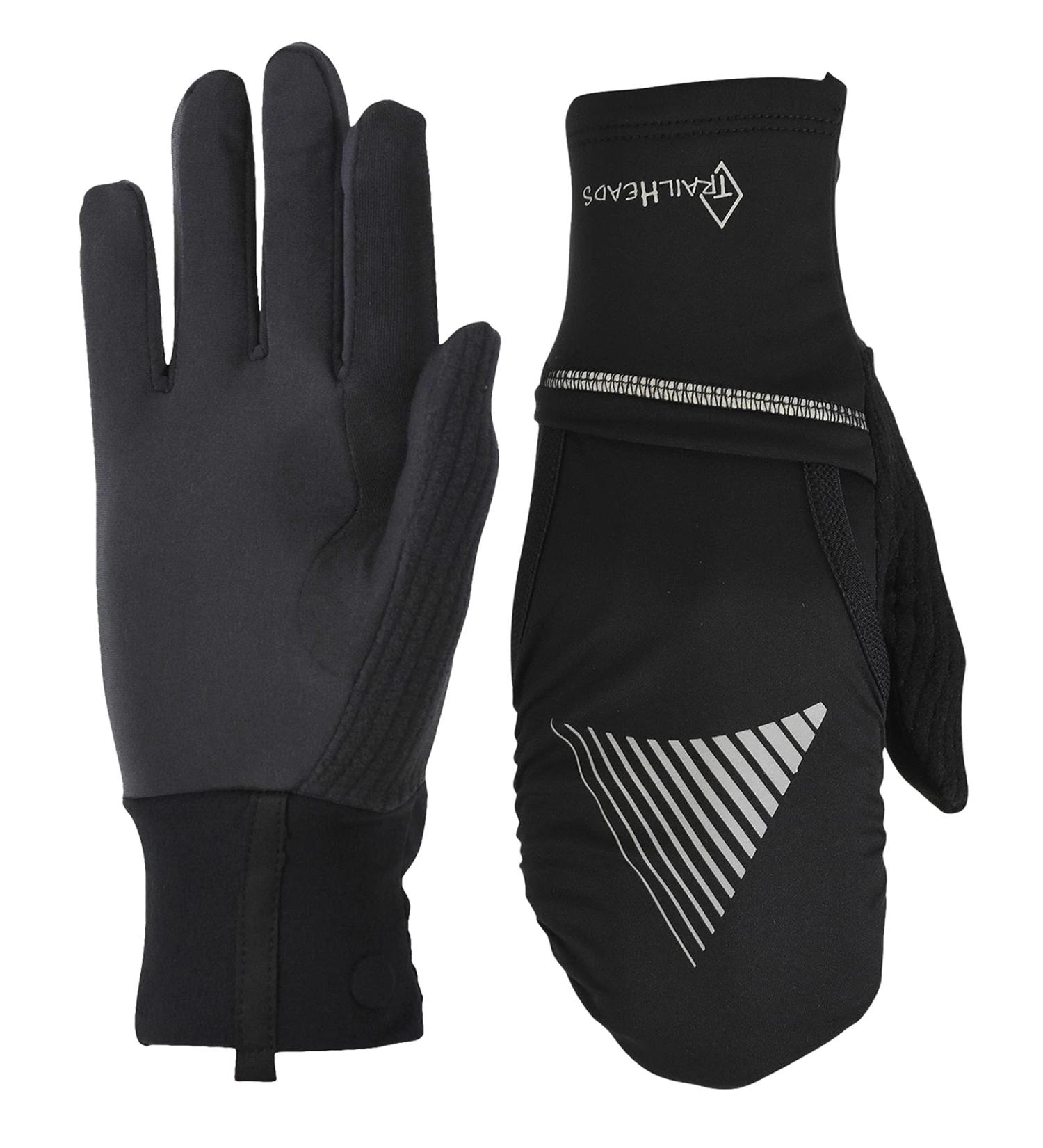 TrailHeads Women's Touchscreen Convertible Running Gloves - Black S/M - Buy Online on GoSupps.com
