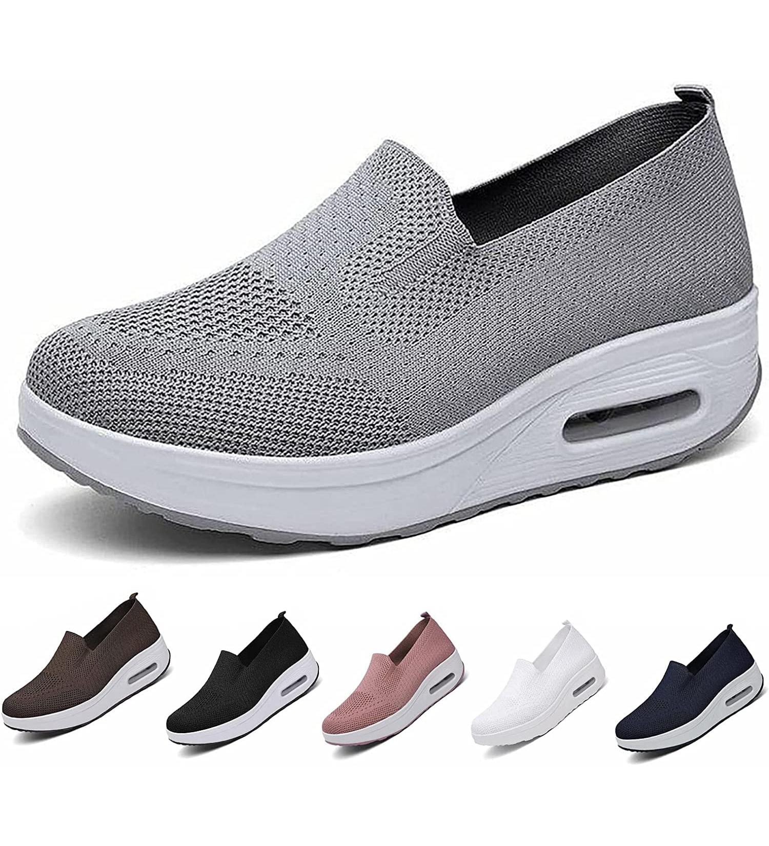 Women's Orthopedic Sneakers Diabetic Shoes | Air Cushion Slip-On Walking Shoes (Size 8, Grey) - Buy Online on GoSupps.com