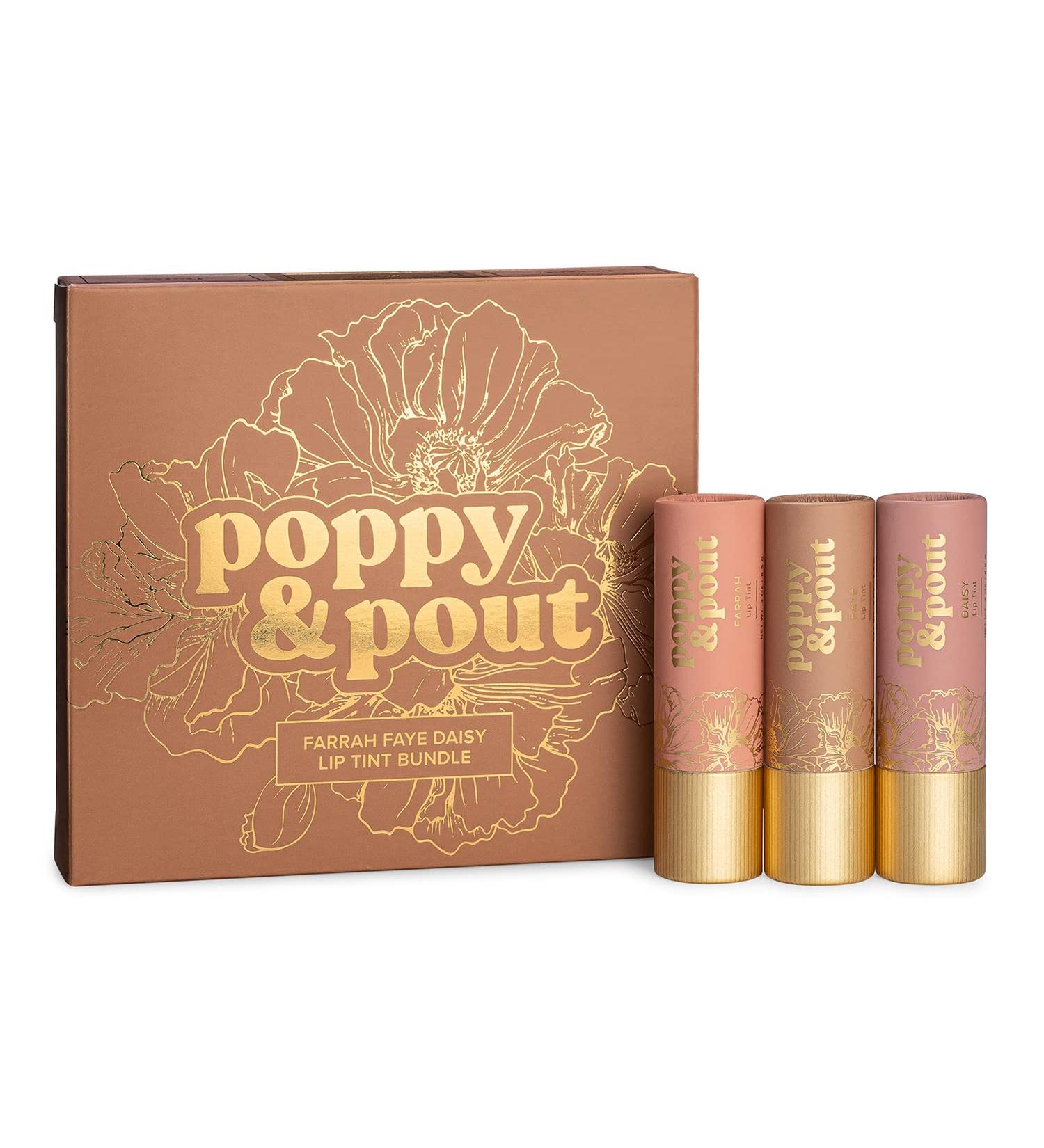 Poppy & Pout Natural Lip Tints Trio - Beeswax, Vitamin E, Coconut Oil - Cruelty Free - Buy Online on GoSupps.com