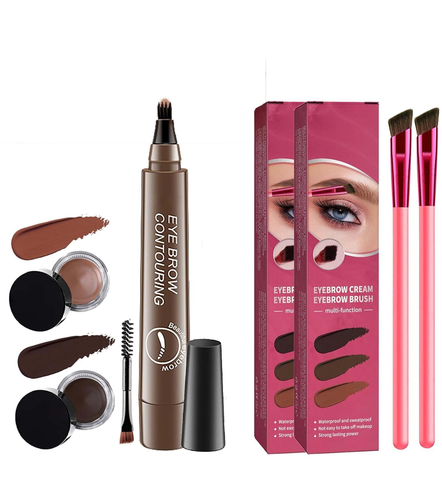 Home Eyebrow Care Kit 4d Laminated 4d Laminated Brow Starter Drawing Kit Multi-function Eyebrow Concealer Contour Brush Waterproof & Long Lasting (Taupe+Dark Brown) - Buy Online on GoSupps.com