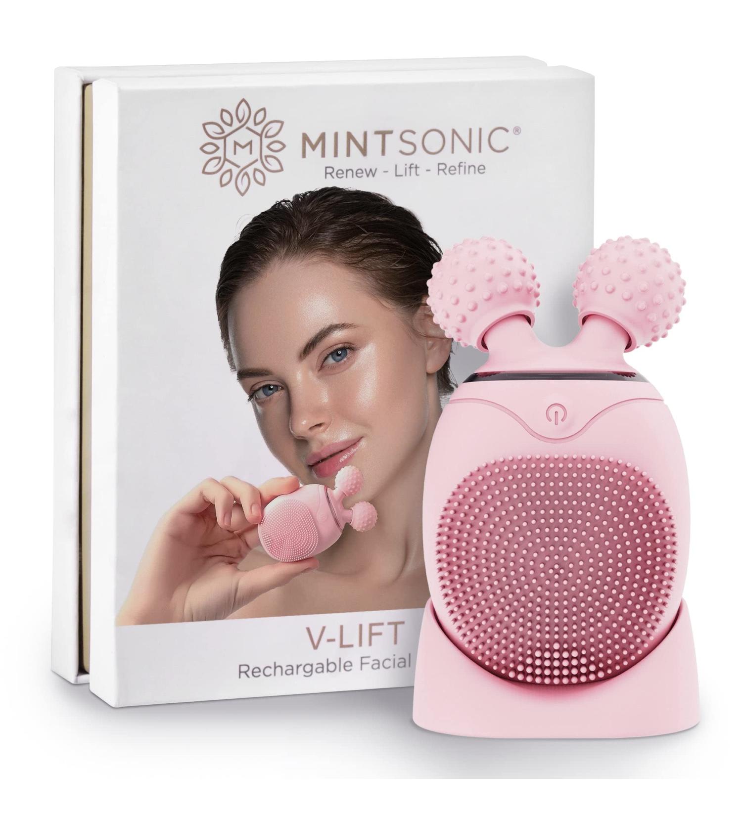 MINTSONIC 3-in-1 Sonic Facial Cleansing Brush and Massager for Women & Men - Silicone Electric Scrubber for Lymphatic Drainage and Double Chin Reduction - Buy Online on GoSupps.com