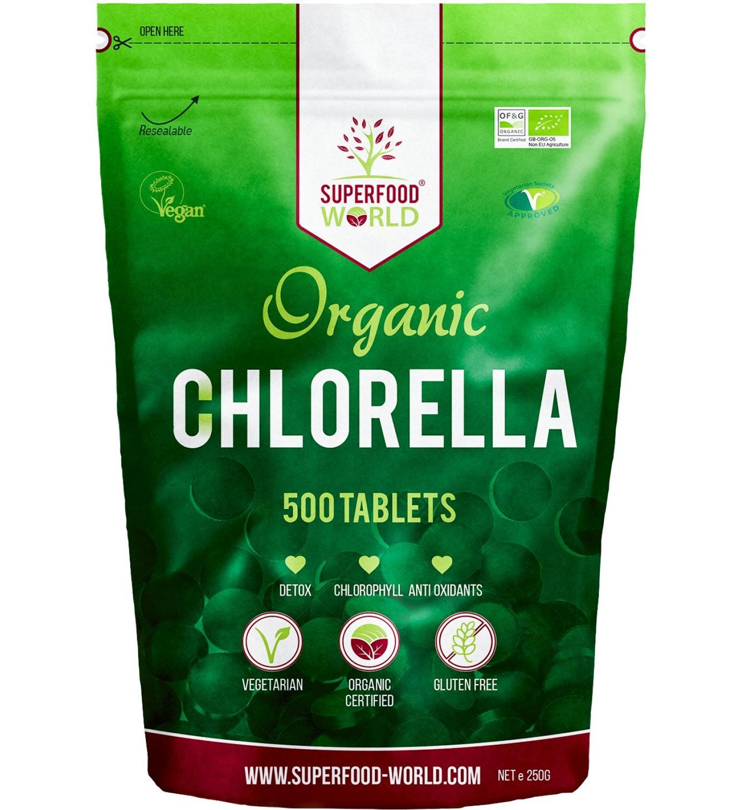 Organic Chlorella Tablets 500x500mg - Premium Detox Superfood with Chlorophyll | Vegan Protein, Minerals & Vitamins | Cracked Cell Wall for Health, Skin & Energy - Buy Online on GoSupps.com