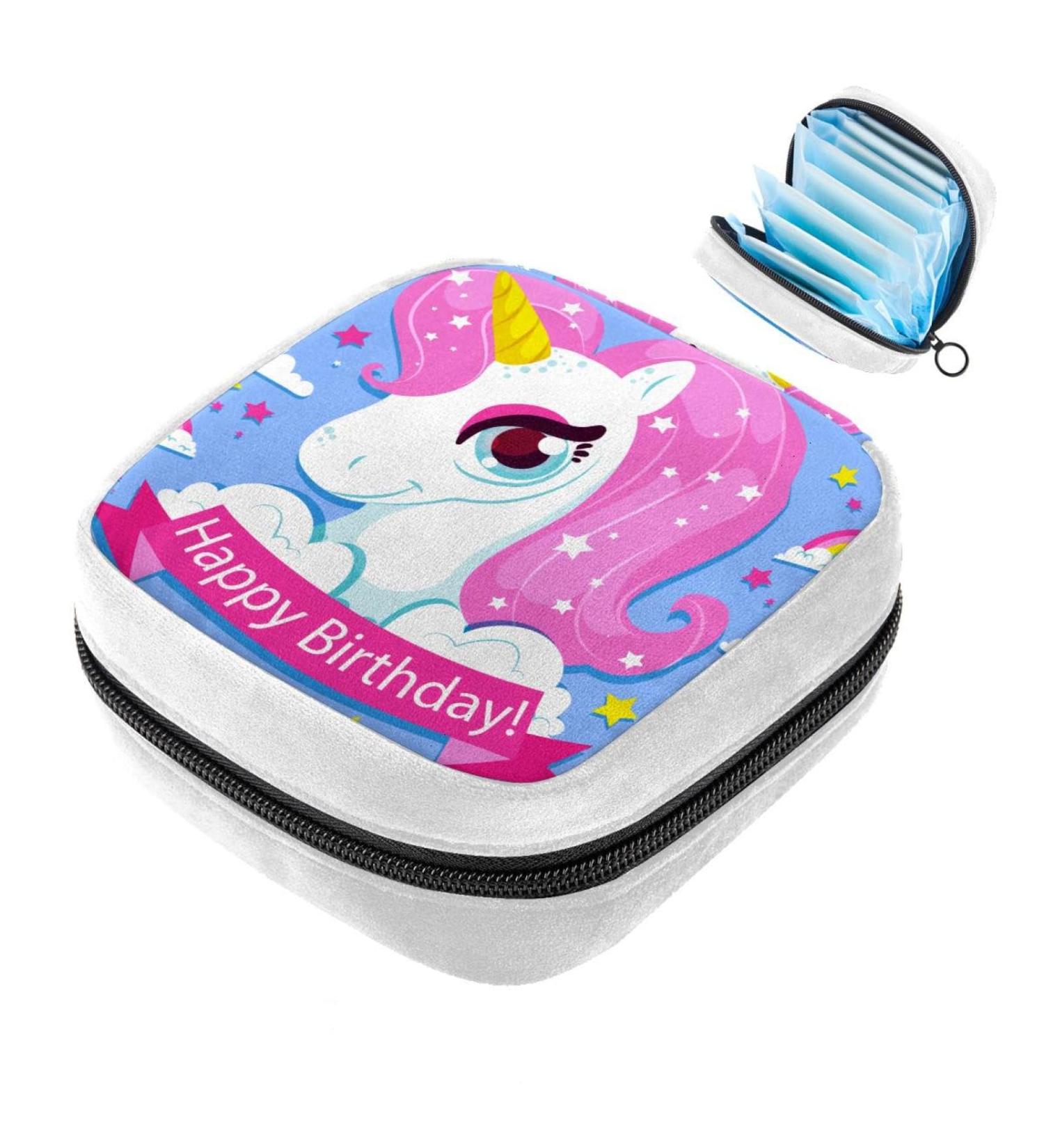 GIAPB Sanitary Napkin Storage Bag Period Bag Tampon Bag Makeup Bag Pad Pouch Unicorn Blue Background Color5022 - Buy Online on GoSupps.com