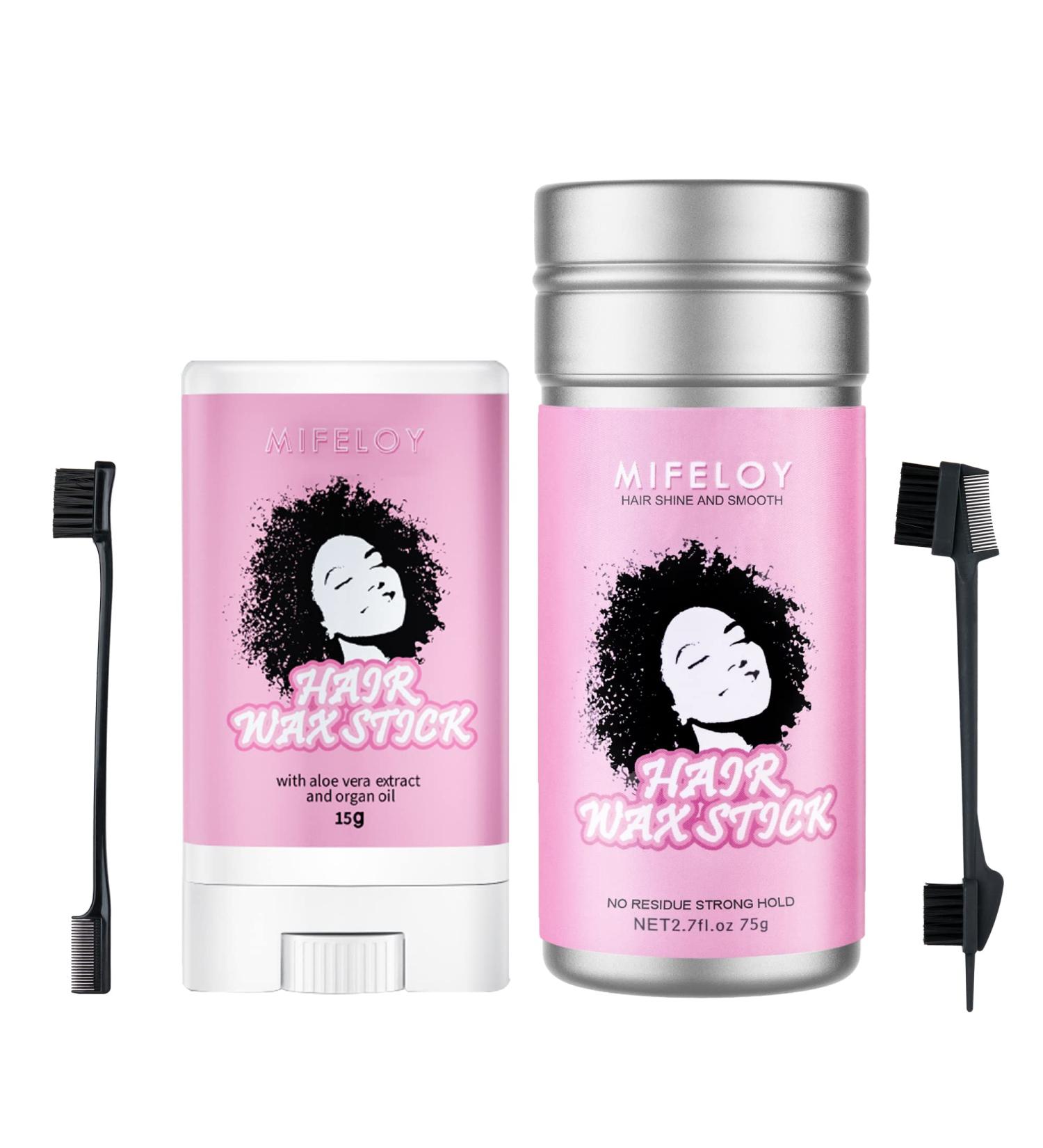 75g Women Hair Wax Stick 15g Pomade Tamer Stick for Smoothing FlyawaysTaming Frizz Baby Hair Slick Back Hair Glue Bed Head Styling Cream Gel for Wigs 5 In 1 Brush Edges Control Brush Comb - Pink - Buy Online on GoSupps.com