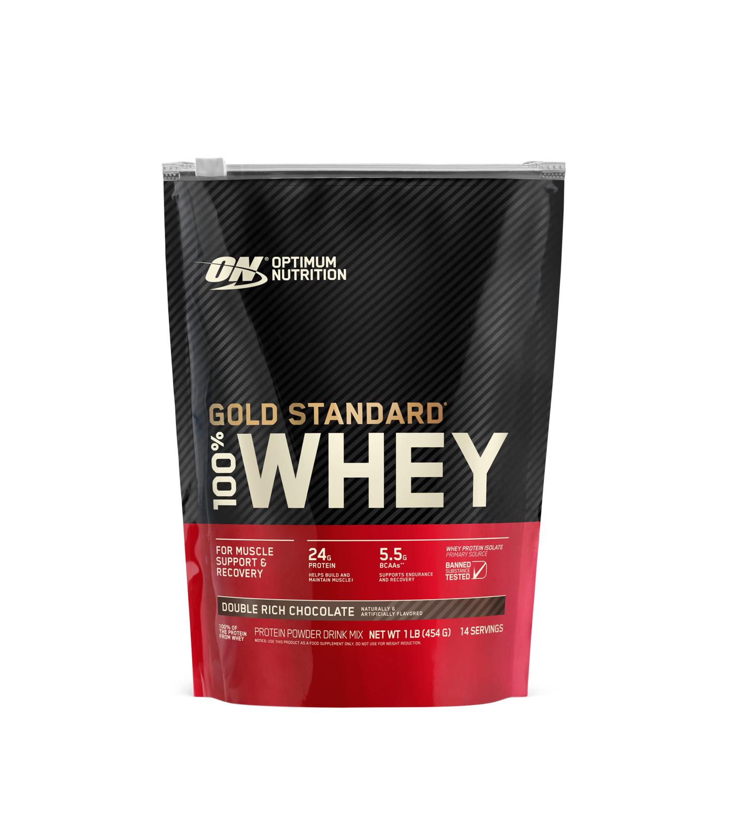 Optimum Nutrition Gold Standard 100% Whey Protein Powder - Double Rich Chocolate - 1 lb - Buy Online on GoSupps.com