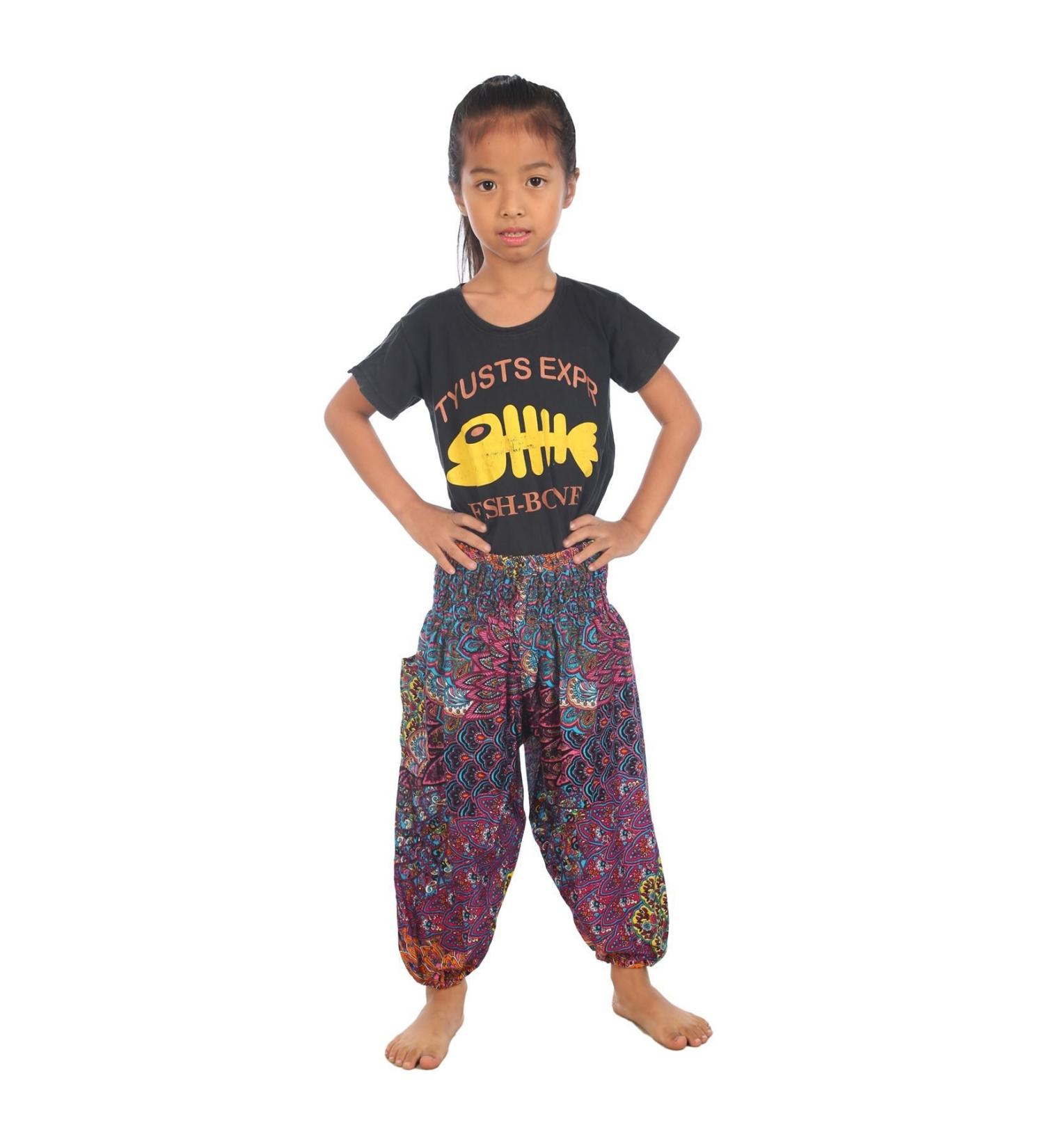 Lofbaz Kids Harem Aladdin Pants 0-3 Months Peacock Pink - Colorful Bohemian Pirate Style - Buy Online on GoSupps.com