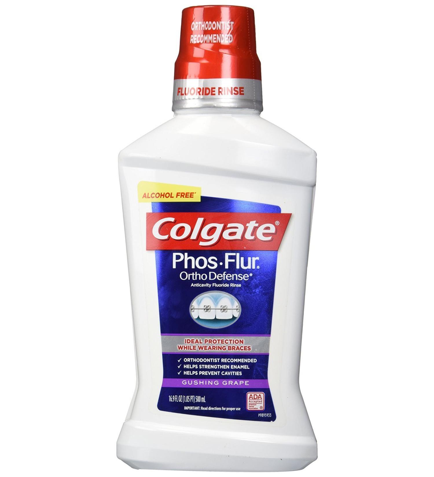Colgate Phos-Flur Anti-Cavity Fluoride Rinse, Gushing Grape - 16.9oz - Buy Online on GoSupps.com
