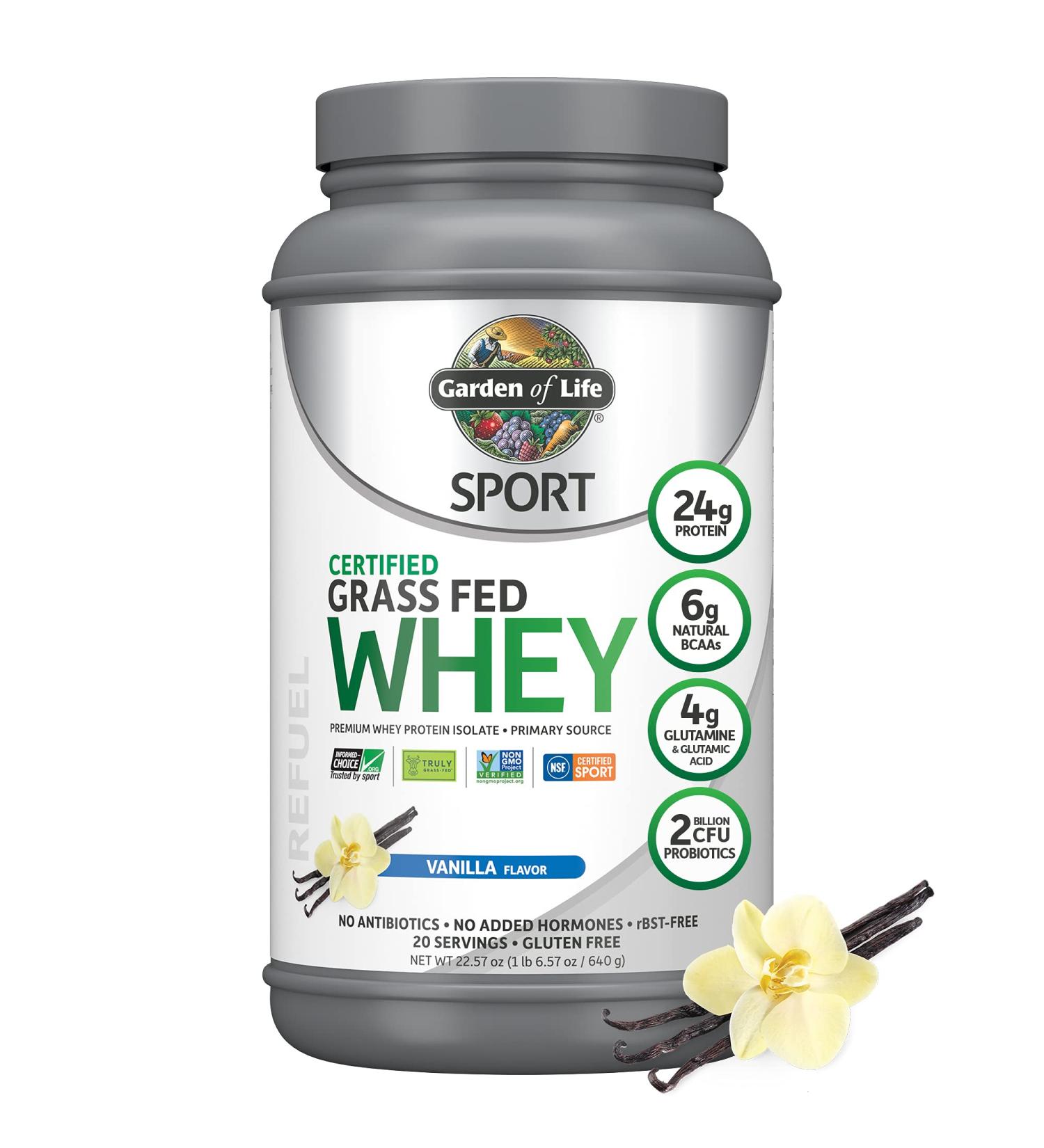 Garden of Life Sport Grass Fed Whey Protein - Vanilla 22.57 oz (640g) | Certified Organic - Buy Online on GoSupps.com
