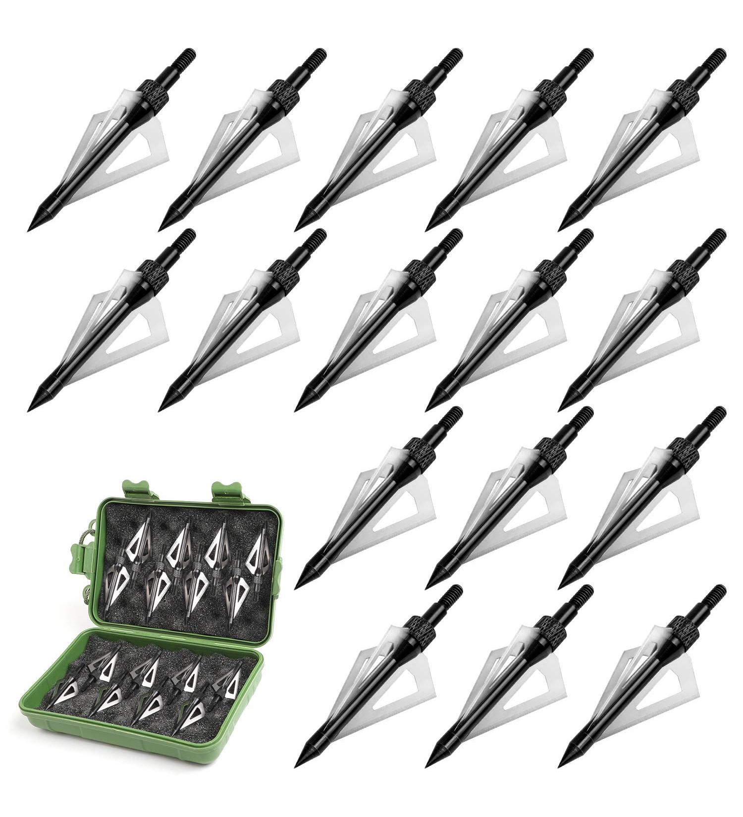 EONACTVE 100 Grain Crossbow Broadheads - 3 Blade Arrow Tips for Hunting - 16 Pack with Storage Case - Buy Online on GoSupps.com