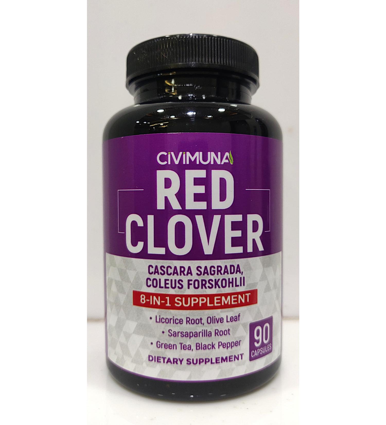 CIVIMUNA Red Clover Capsules with Red Clover Cascara Sagrada Bark Coleus Forskohlii - 90 Capsules for 3 Months Supply - Buy Online on GoSupps.com