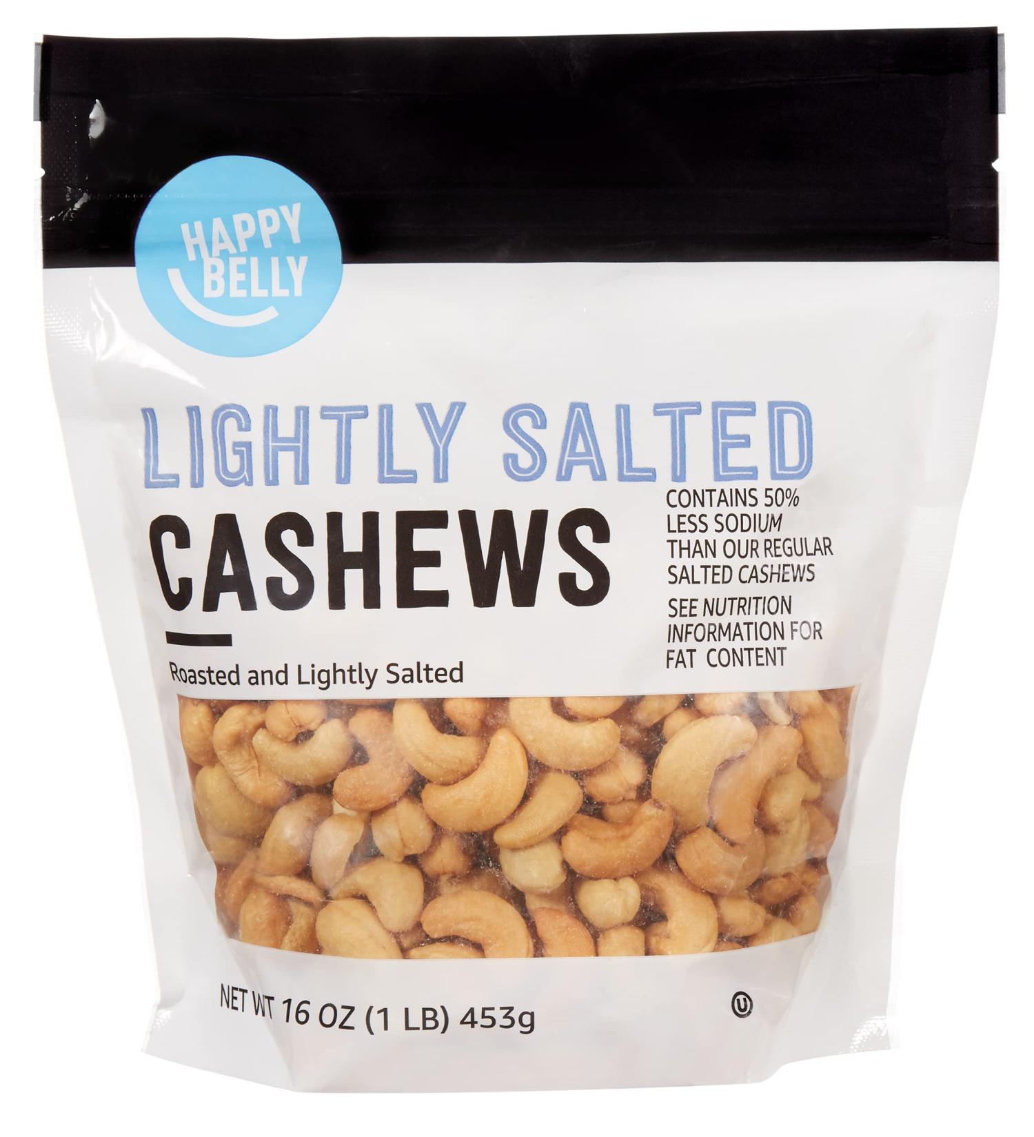 Happy Belly Roasted & Lightly Salted Cashews 16 oz - Amazon Brand (Pack of 1) - Buy Online on GoSupps.com