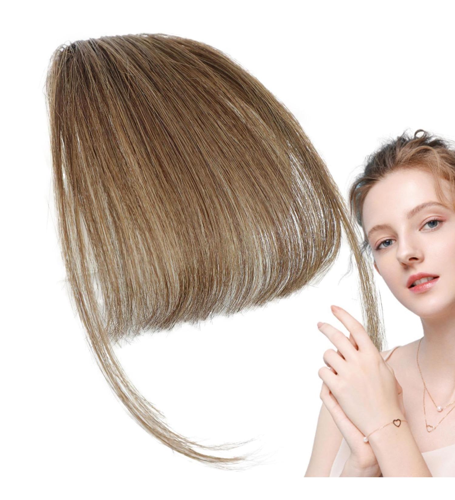 Bang Clip in Hair Extensions - Clip on Air Bangs Human Hair Extensions | Natural Color Clip on Neat Bangs Hair Extension Human Hair Bangs Extensions Stylish Hair Bangs Fringe Hairpieces Light Brown - Buy Online on GoSupps.com