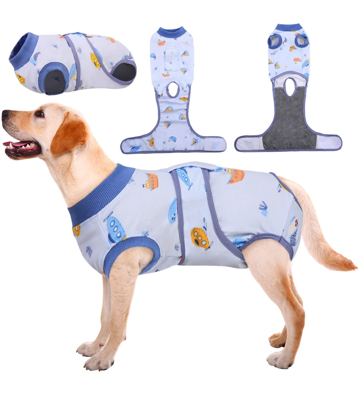 Kuoser Dog Recovery Suit for Male Dogs - Breathable Post-Surgery Body with Leakage Protection - XXL Blue Boat (1 Pack) - Buy Online on GoSupps.com