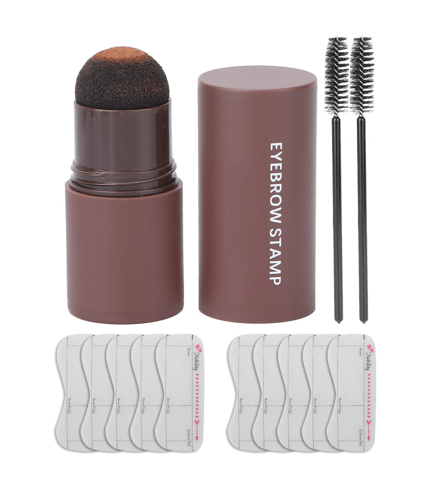 Eyebrow Stamp Kit Long Lasting Waterproof Eyebrow Powder Set Brow Stamp Shaping Kit Eyebrow Definer With 10 Reusable Eyebrow Stencils 2 Eyebrow Pen Brush - Hairline Shadow Powder Stick(Dark brown) - Buy Online on GoSupps.com