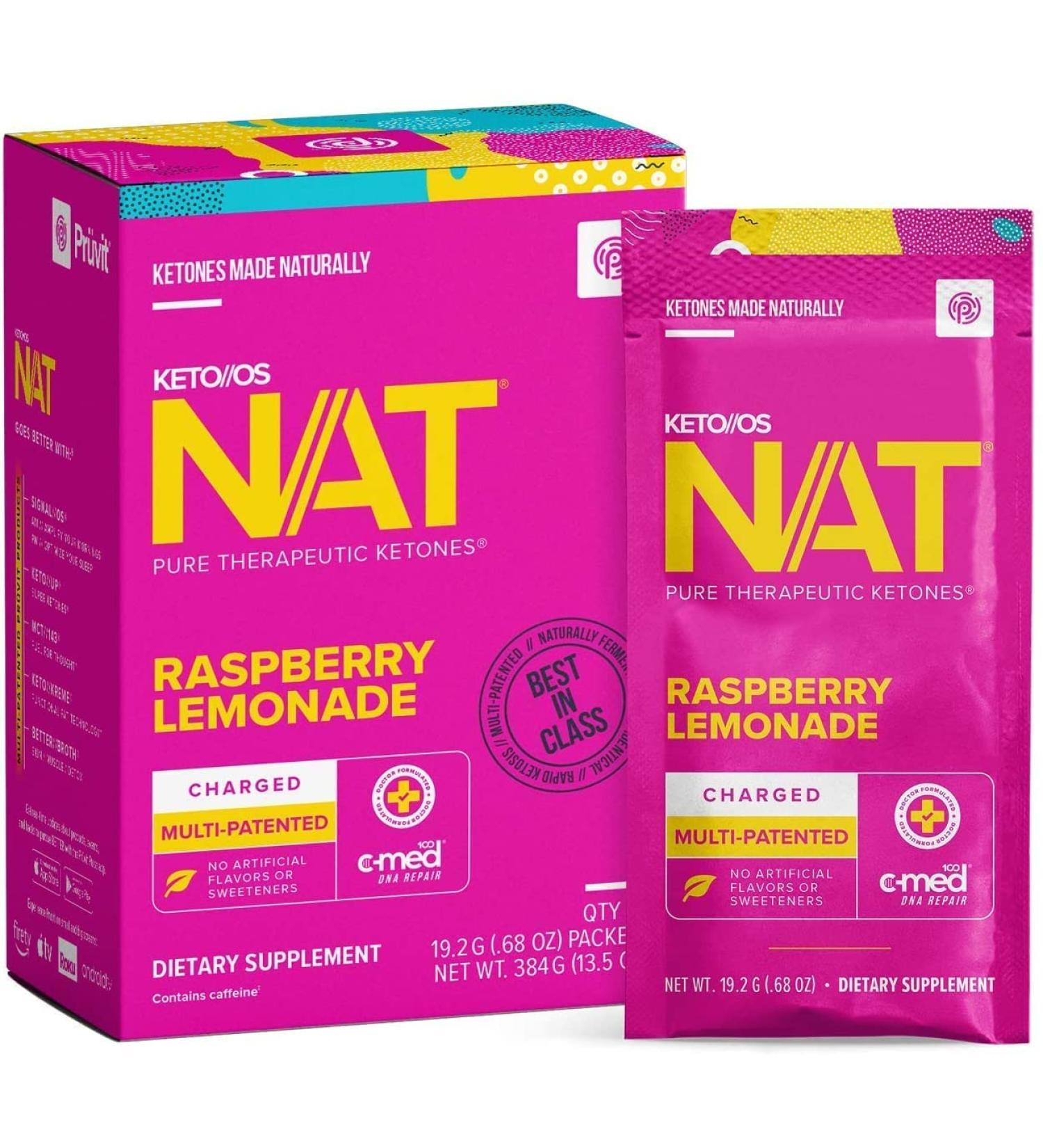 Buy Keto//OS NAT Raspberry Lemonade Keto Supplement - 20 Pouches | Best Keto Energy Drink for Weight Loss & Health - Buy Online on GoSupps.com
