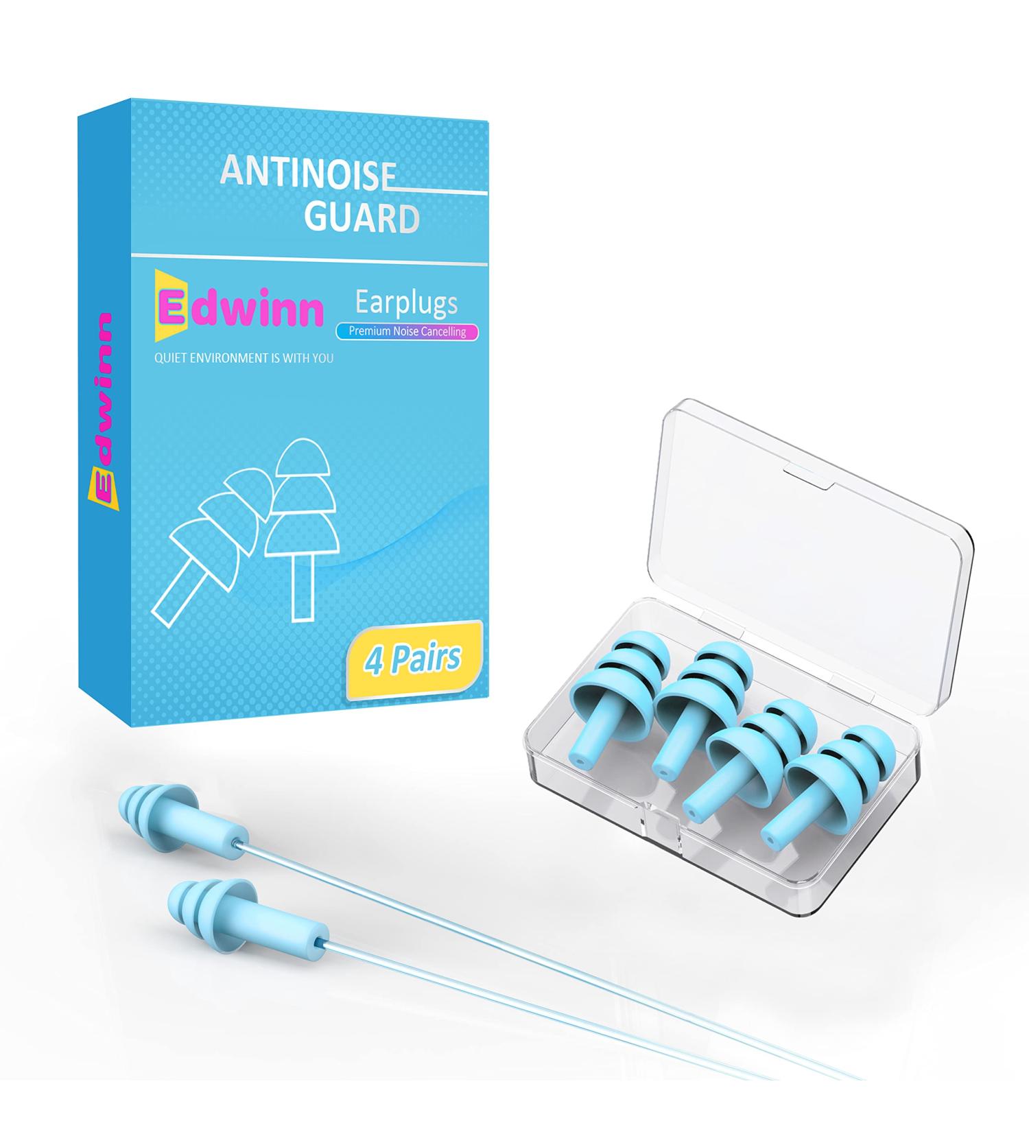 Edwinn Soft Ear Plugs - 4 Pairs for Sleeping, Snoring, Work, Concerts | 23dB Noise Cancelling Silicone Earplugs - Buy Online on GoSupps.com