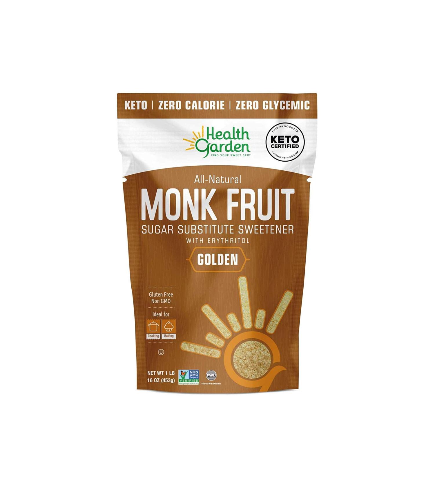 Health Garden Monk Fruit Sweetener Golden 16 oz - All Natural, Zero-Calorie Sweetener - Buy Online on GoSupps.com