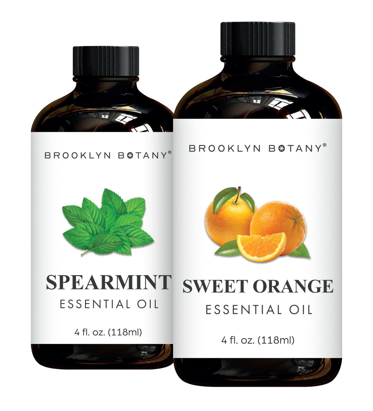 Brooklyn Botany Spearmint & Sweet Orange Essential Oils 4 Fl Oz (Pack of 2) 100% Pure & Natural Refreshing & Uplifting Aromatherapy Blend - Buy Online on GoSupps.com