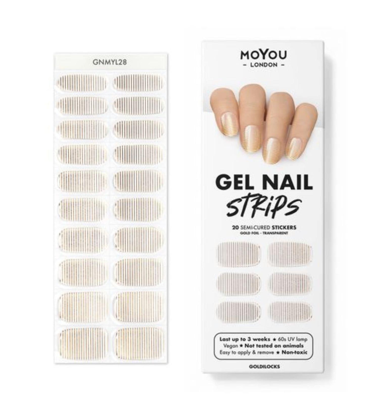 MOYOU LONDON Semi-Cured UV Gel Strips - 20 Pieces for Salon Quality Manicure | Goldilocks | Shop Internationally - Buy Online on GoSupps.com