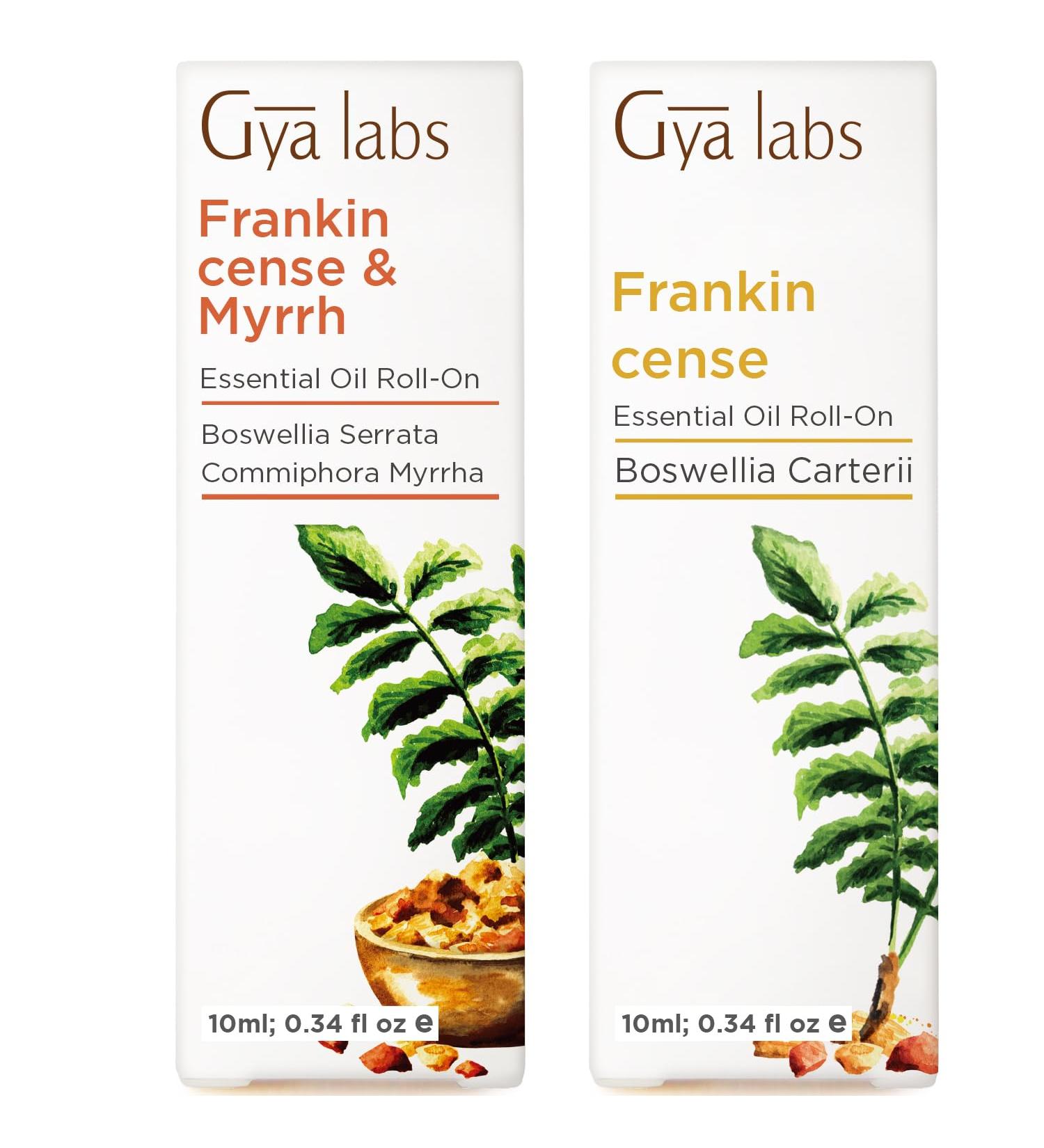 Myrrh & Frankincense & Frankincense Roll On Set - Essential Oils Aromatherapy Roll On with Essential Oil Set - 2x0.34 fl oz - Gya Labs - Buy Online on GoSupps.com