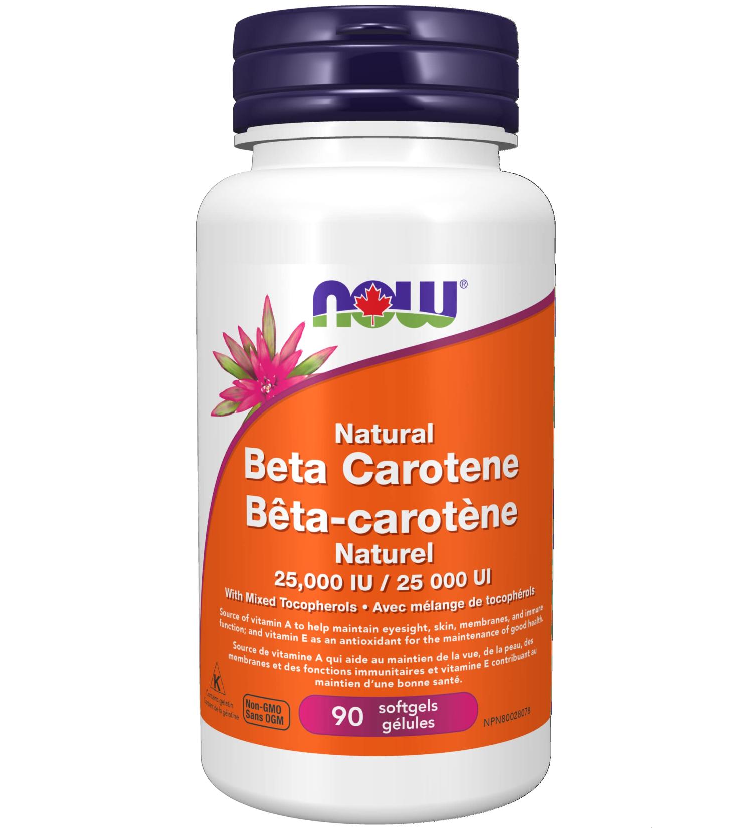 Now Beta Carotene 25 000 IU Natural D.Salina 90gel - Buy Online on GoSupps.com