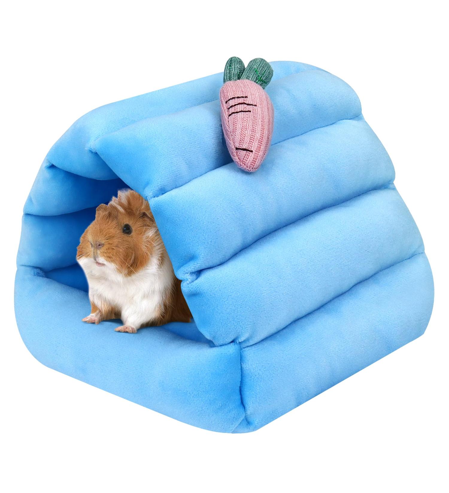 Upgraded Hamster House Hammocks Blue Guinea Pig Bed Hideout Mouse Rat Cozy Beds Small Animal House Winter Warm Nest Sleeping House for Hamster Guinea pig Ferret Hedgehog Chinchilla (Blue) - Buy Online on GoSupps.com